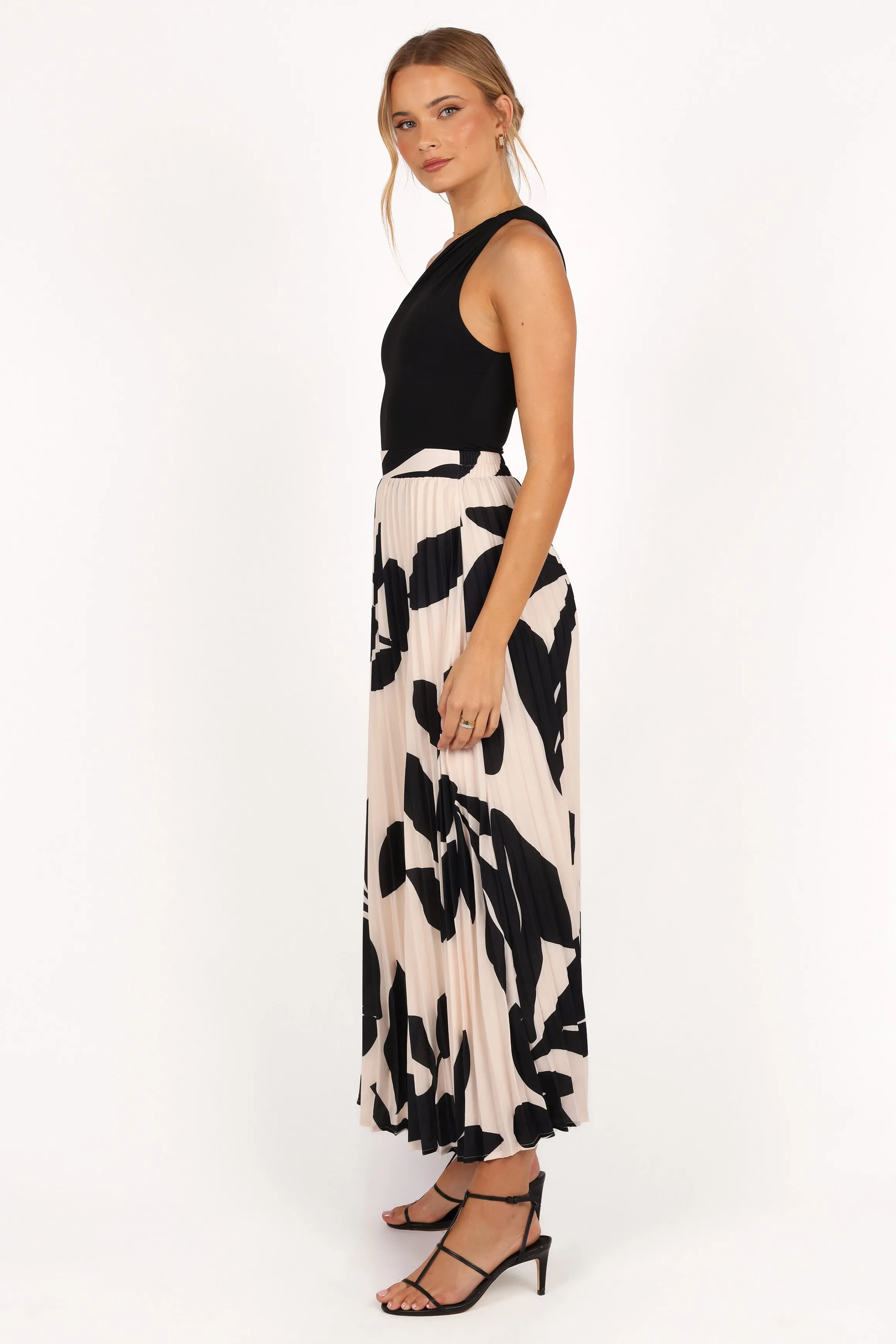 Aurora Pleated Maxi Skirt - Cream Black Floral sold by Petal & Pup product image thumbnail 4