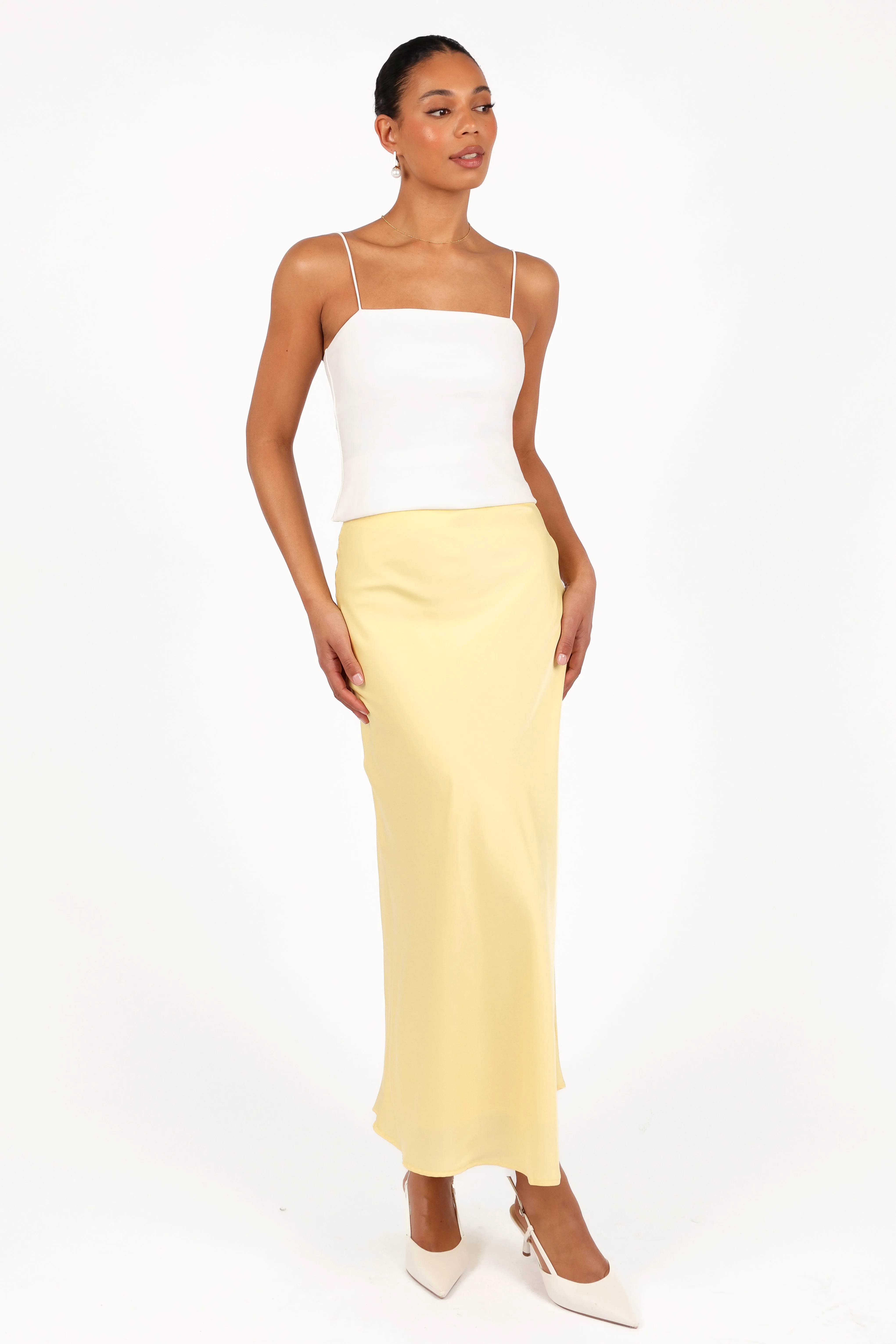 Nellie Satin Midi Skirt - Honeysuckle Yellow sold by Petal & Pup product image thumbnail 3