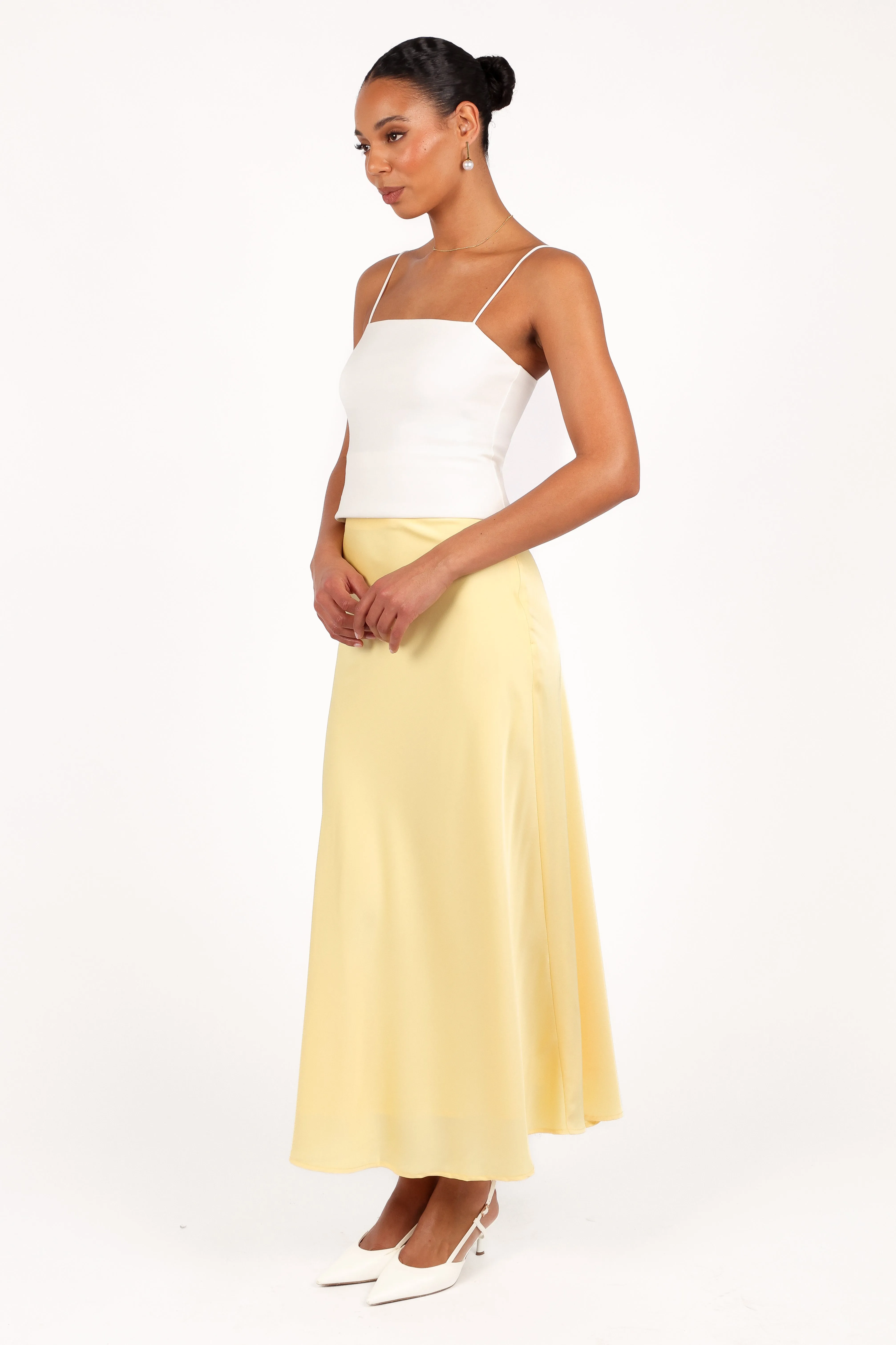 Nellie Satin Midi Skirt - Honeysuckle Yellow sold by Petal & Pup product image thumbnail 4