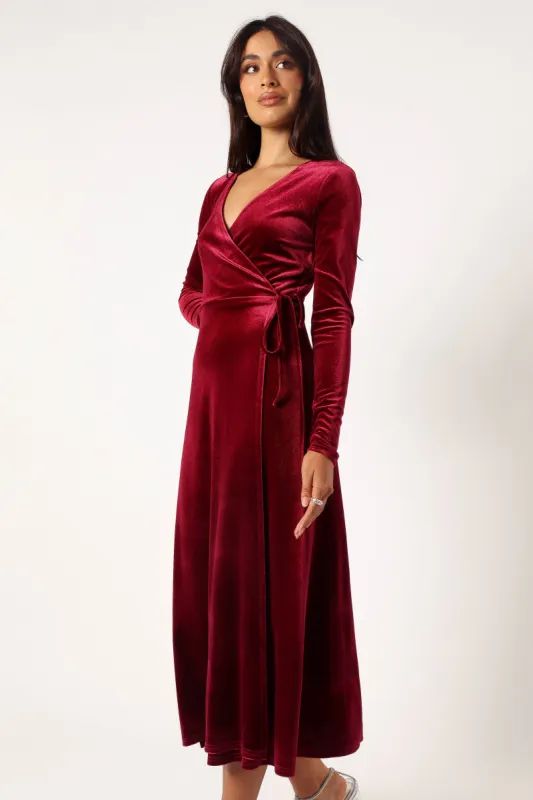 Darby Long Sleeve Midi Dress - Burgundy sold by Petal & Pup