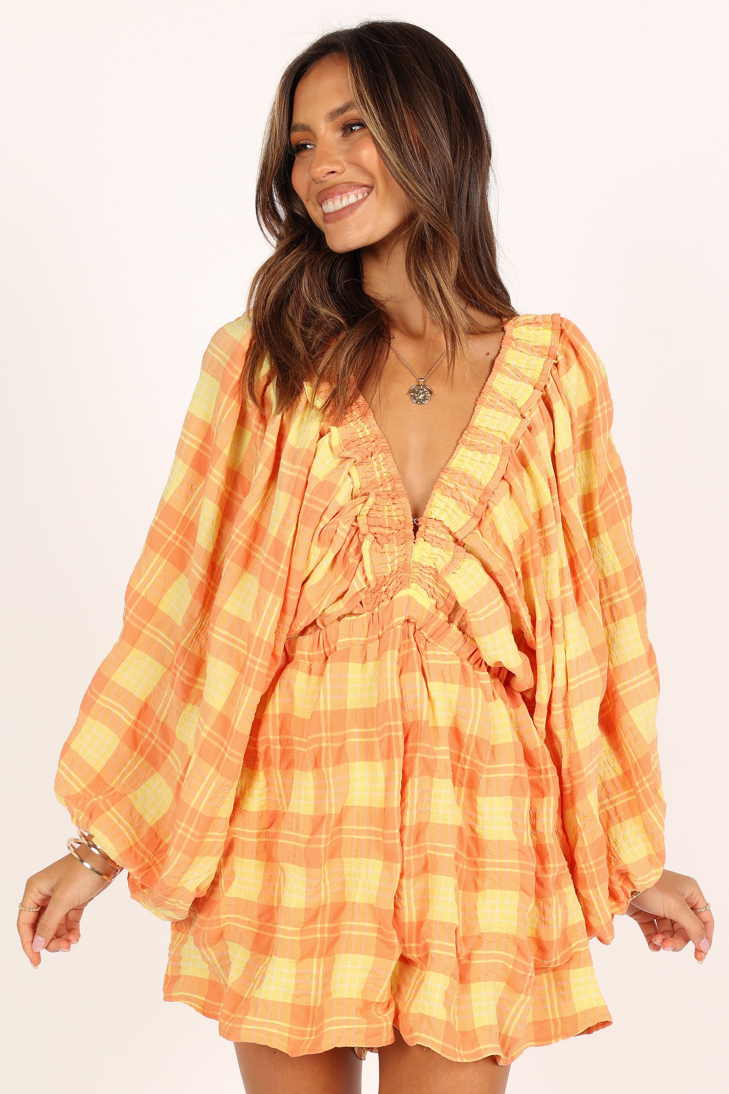 Eloise Batwing Romper - Orange sold by Petal & Pup