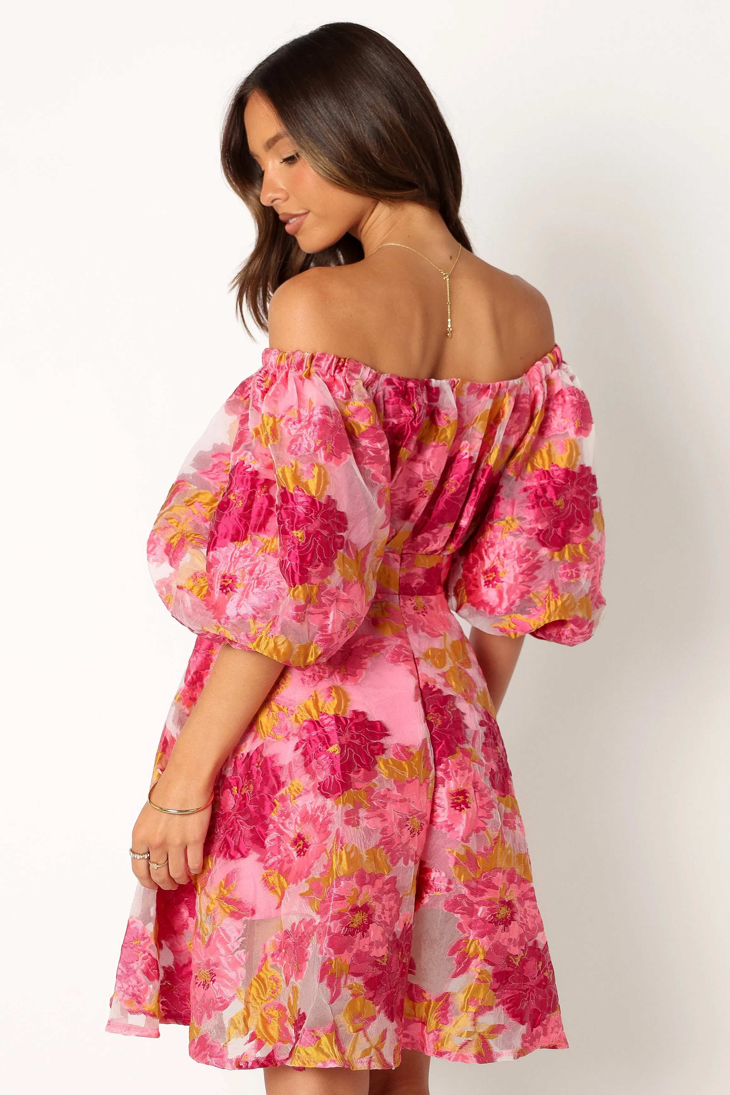 Faye Off Shoulder Mini Dress - Pink Floral sold by Petal & Pup product image thumbnail 4