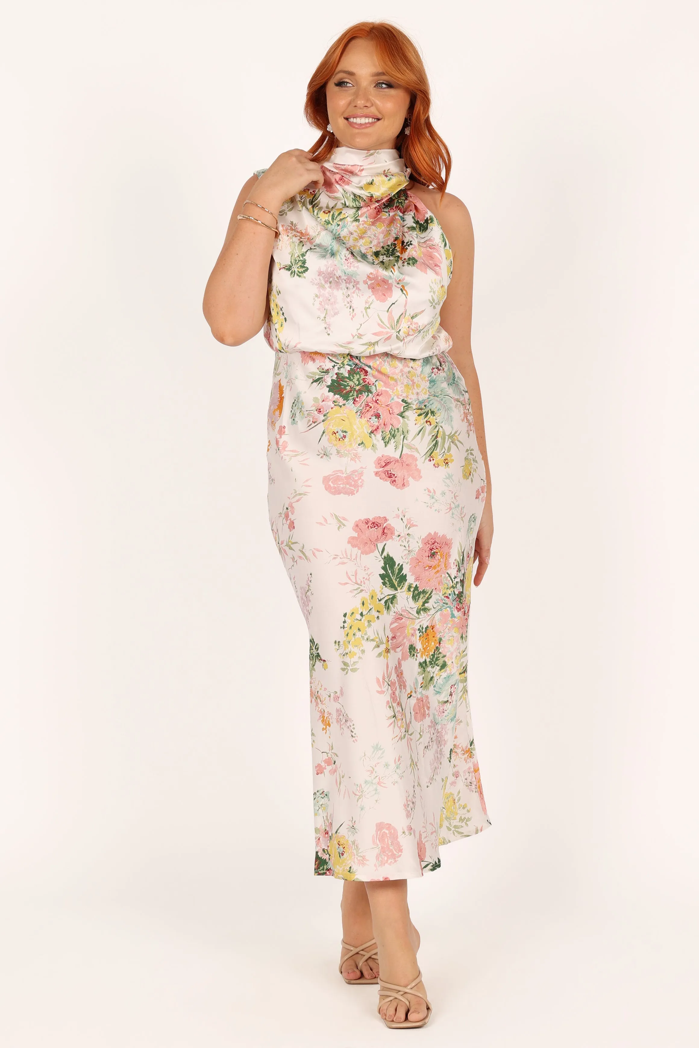 Anabelle Halter Neck Midi Dress - White Floral sold by Petal & Pup product image thumbnail 4