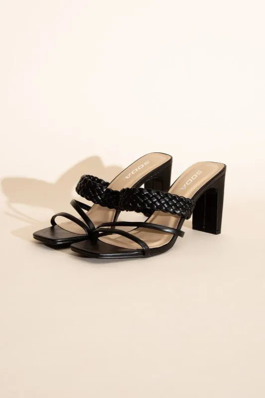 Carmen Braided Strap Heels - Black sold by Petal & Pup