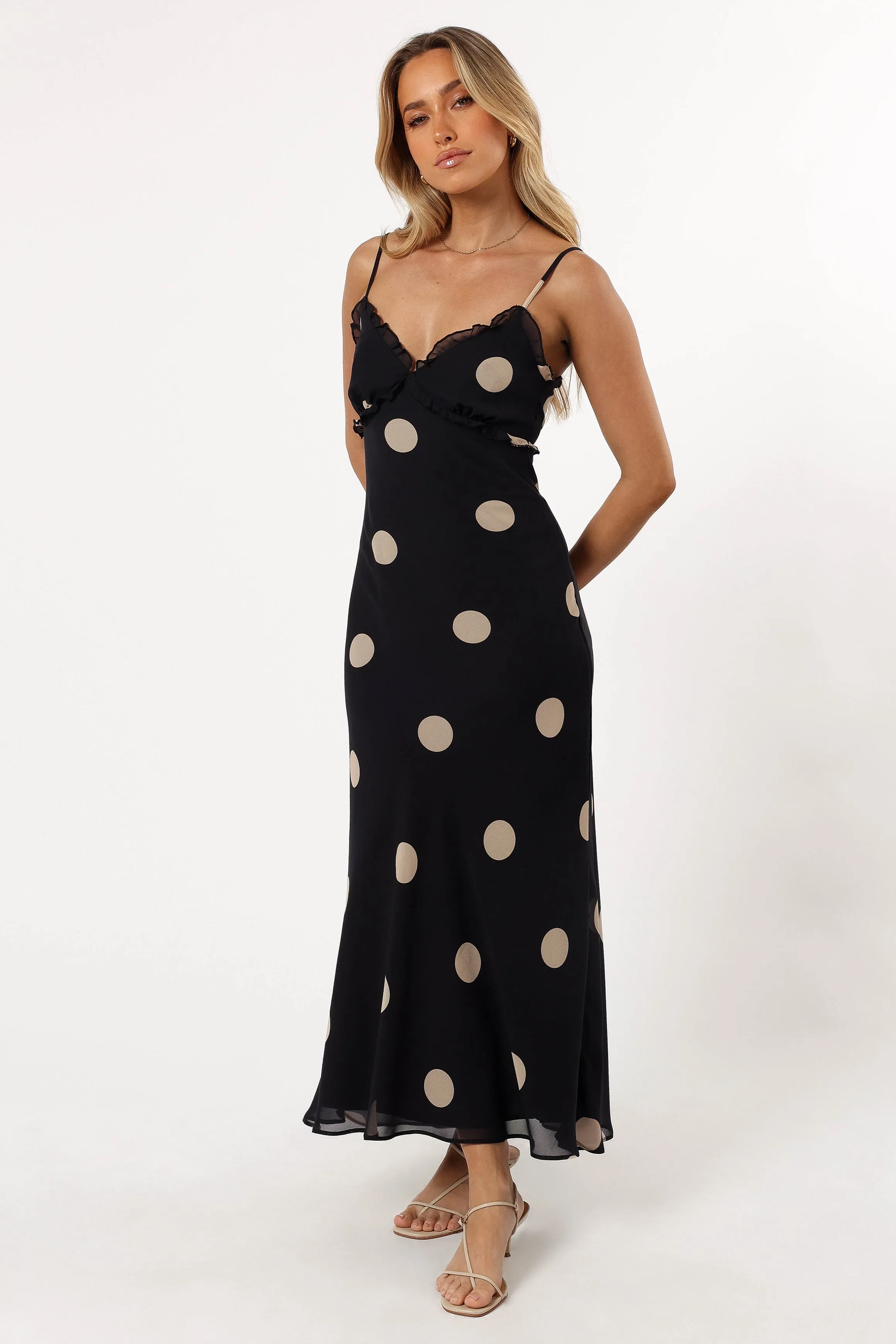 Ollie Midi Polka Dot Dress - Black/Cream sold by Petal & Pup product image thumbnail 2
