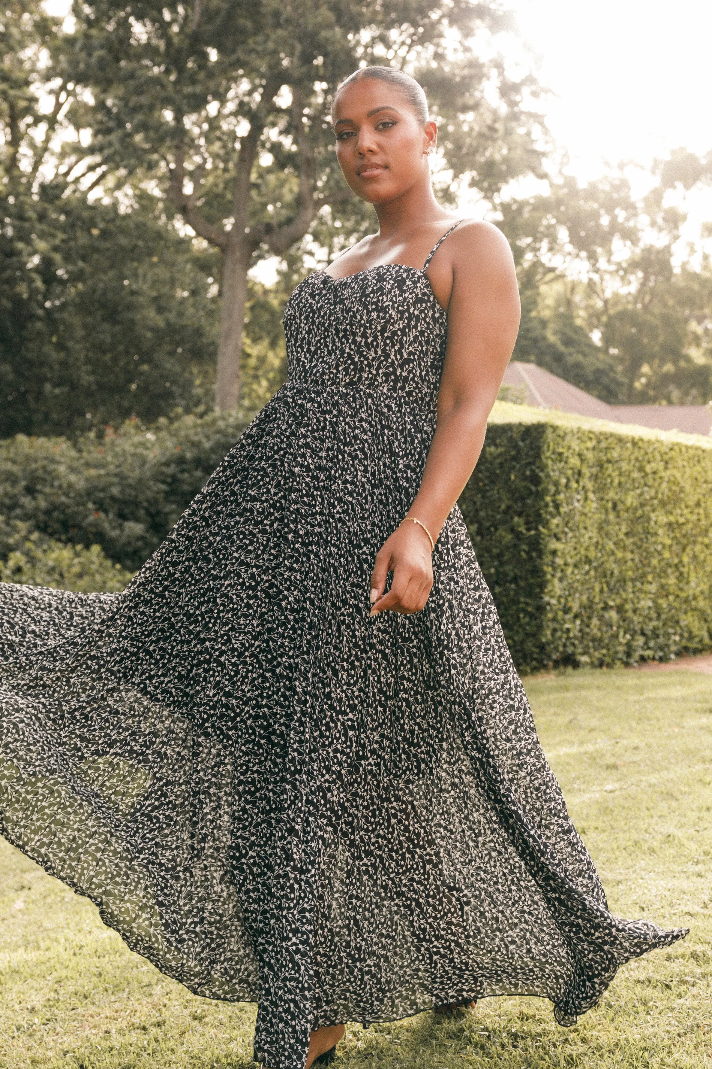 Achanti Pleated Maxi Dress - Black Floral sold by Petal & Pup product image thumbnail 3