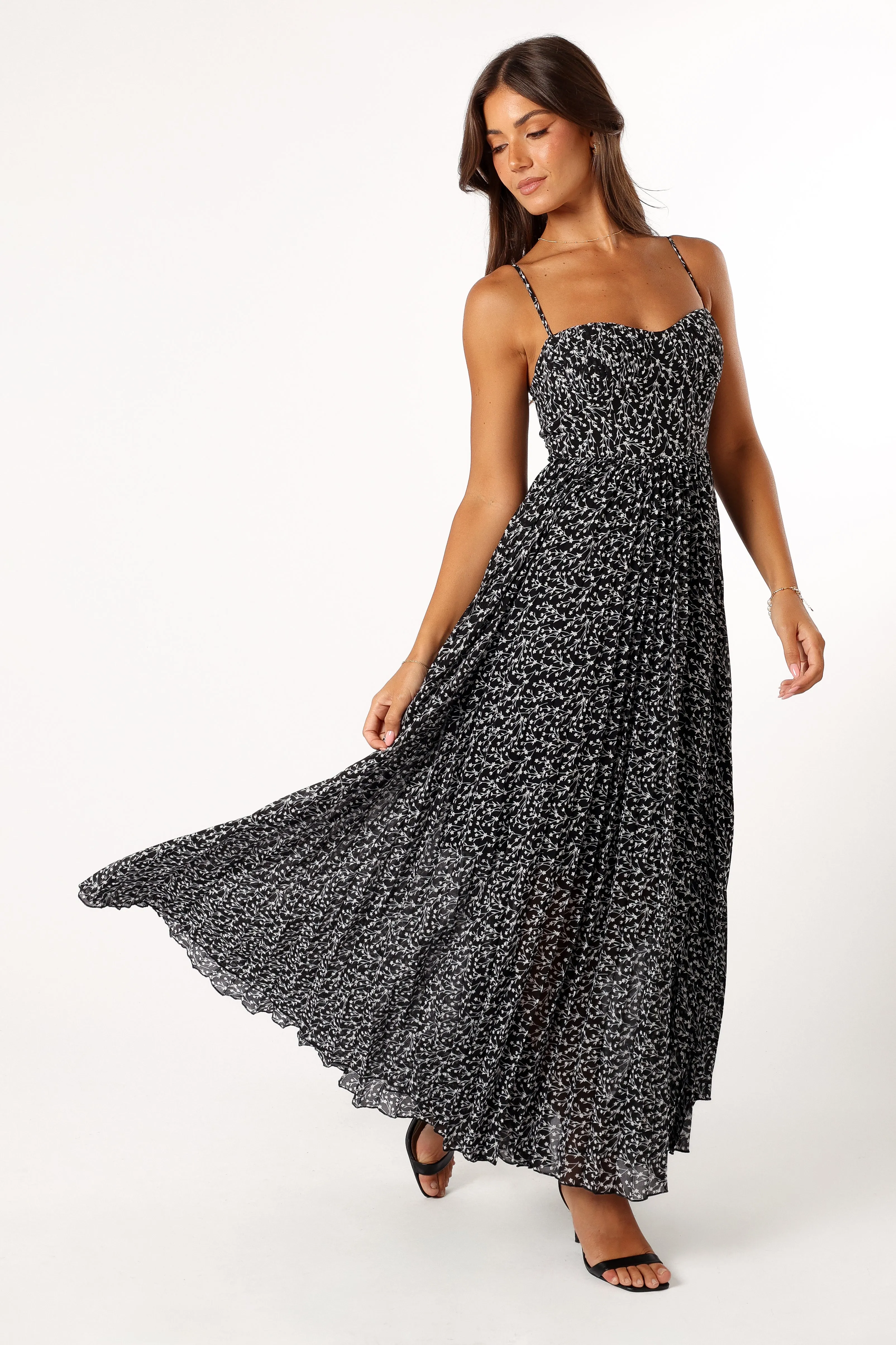 Achanti Pleated Maxi Dress - Black Floral sold by Petal & Pup product image thumbnail 5