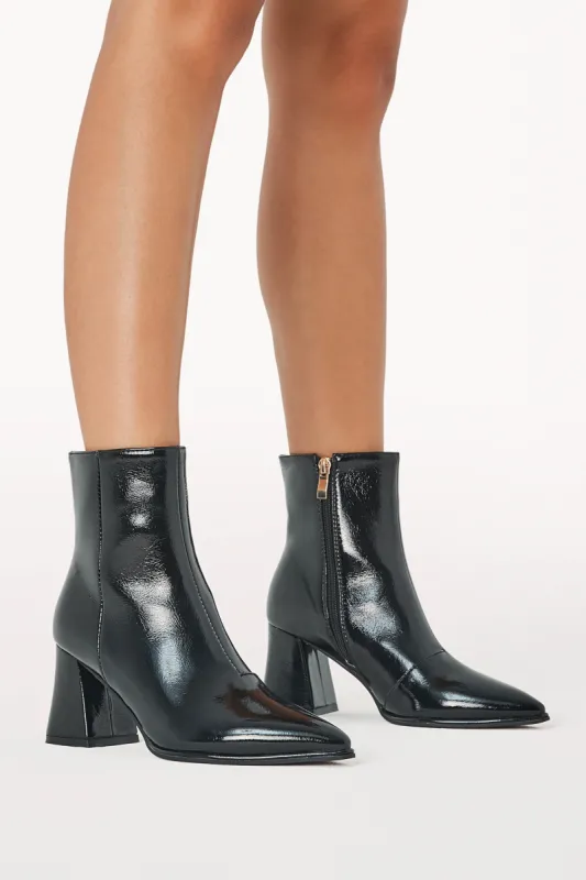 Caden Boot - Black Crinkle Patent sold by Petal & Pup