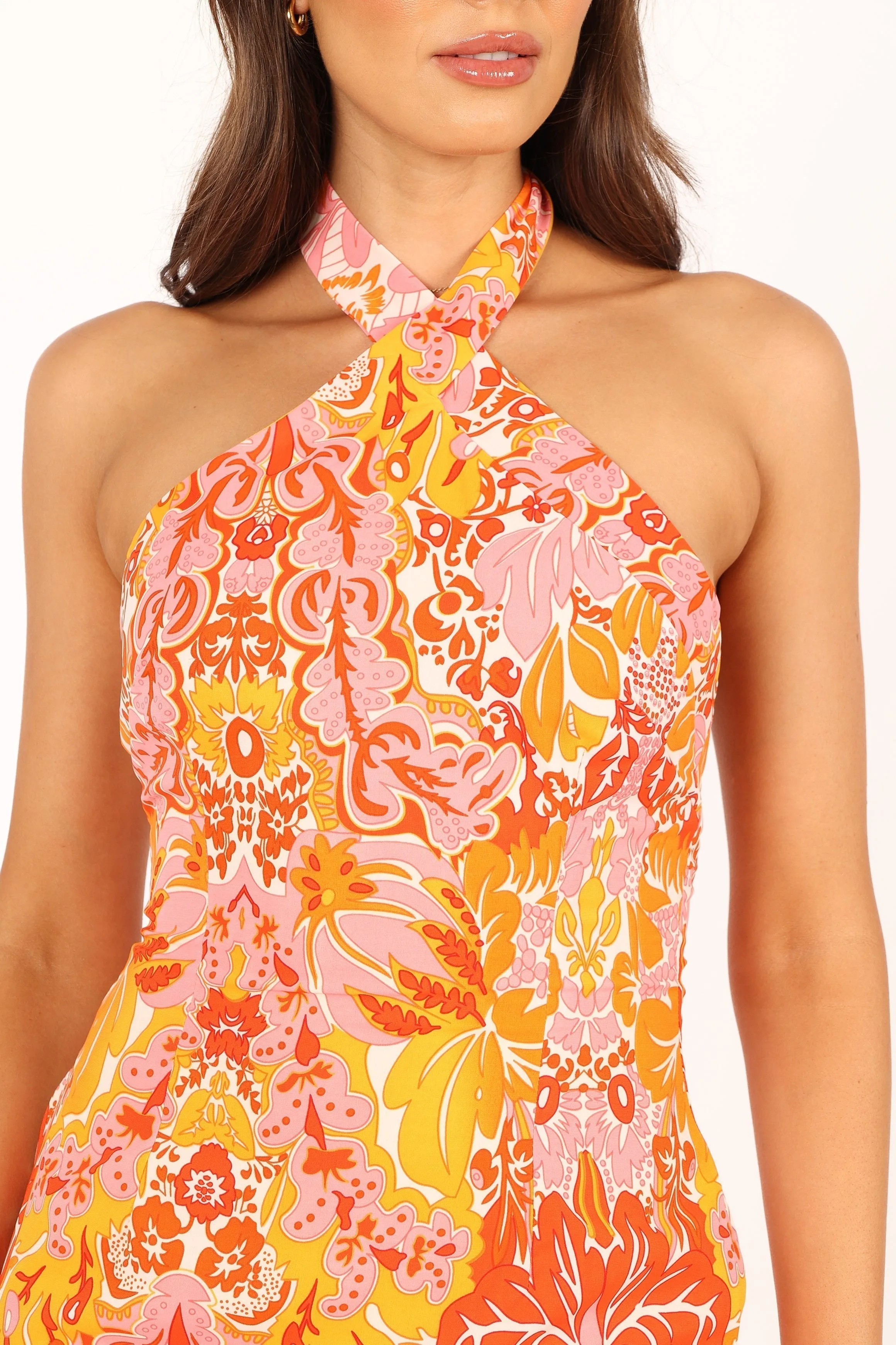 Elyse Halterneck Mini Dress - Pink Orange sold by Petal & Pup product image thumbnail 2