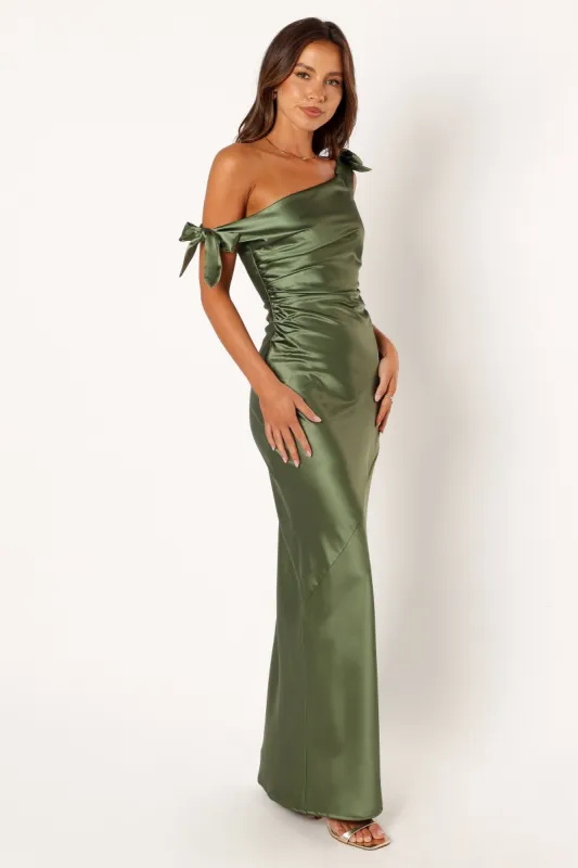 Selma Off Shoulder Maxi Dress - Olive sold by Petal & Pup