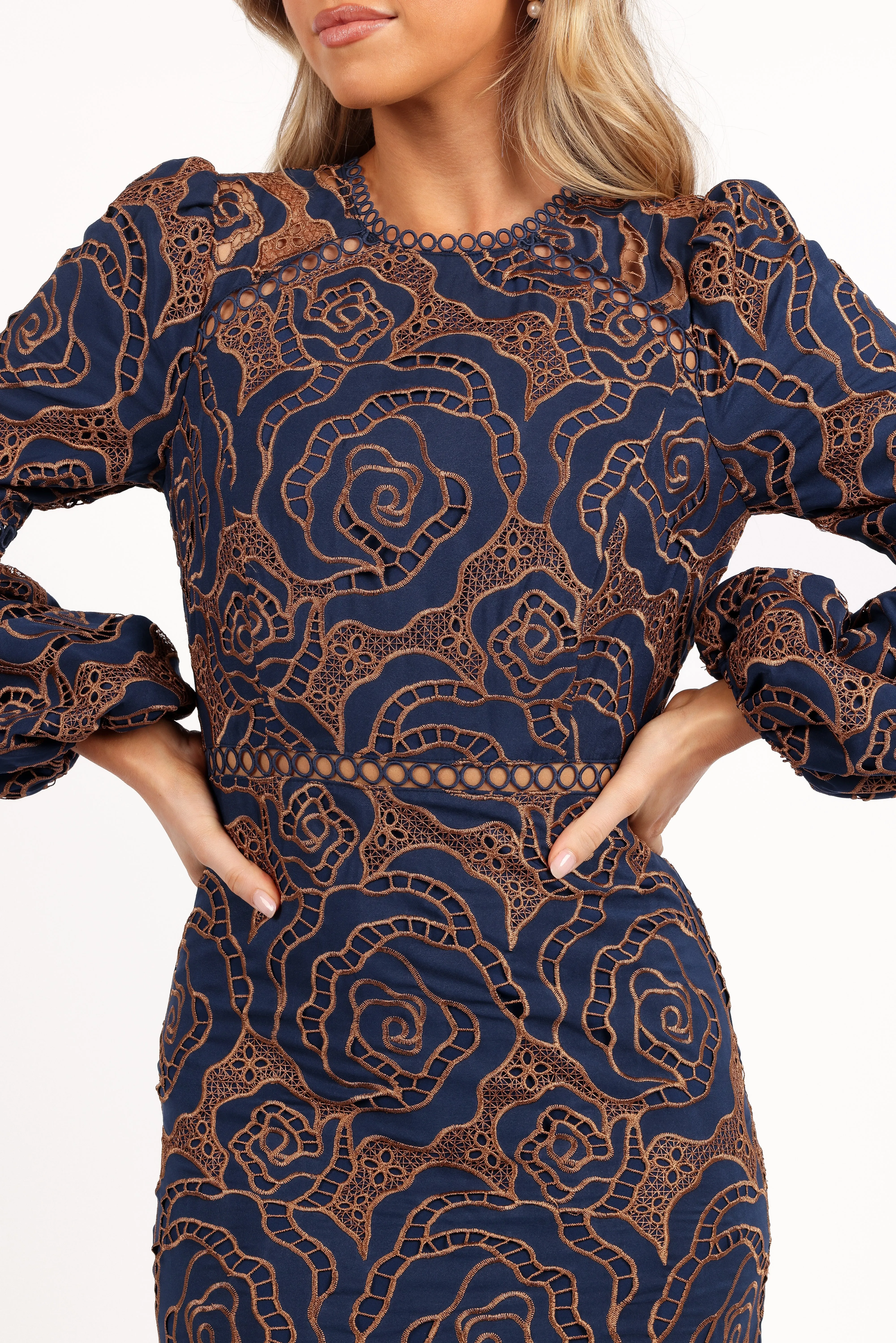 Pierre Long Sleeve Lace Maxi Dress - Navy sold by Petal & Pup product image thumbnail 2