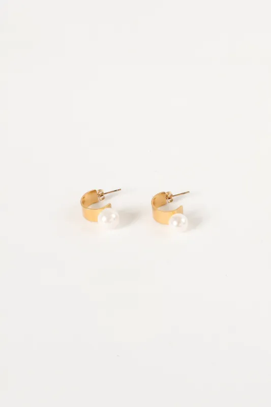 Callie Pearl Hoop Earrings - Gold sold by Petal & Pup