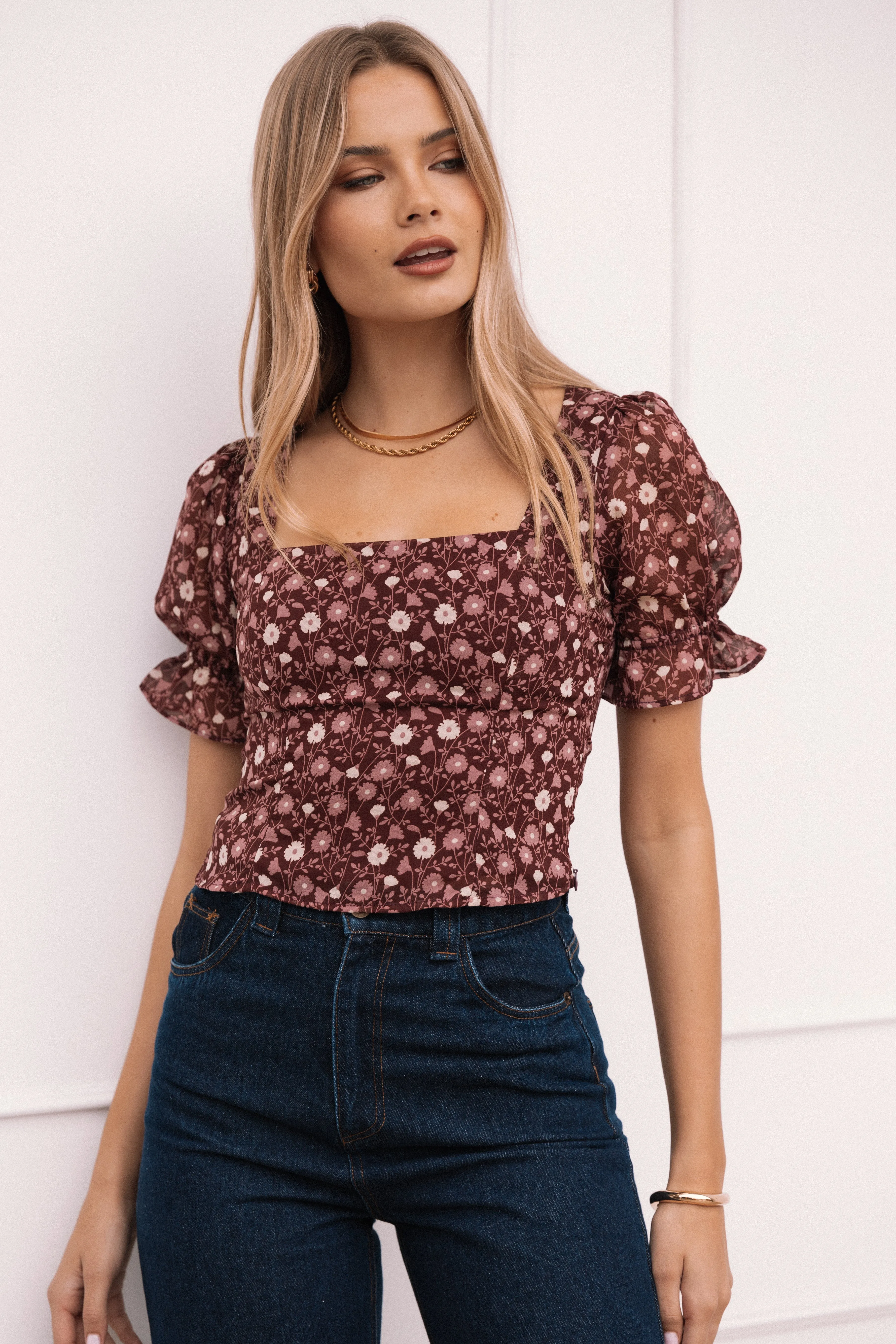 Lucie Top - Burgundy Multi sold by Petal & Pup product image thumbnail 2