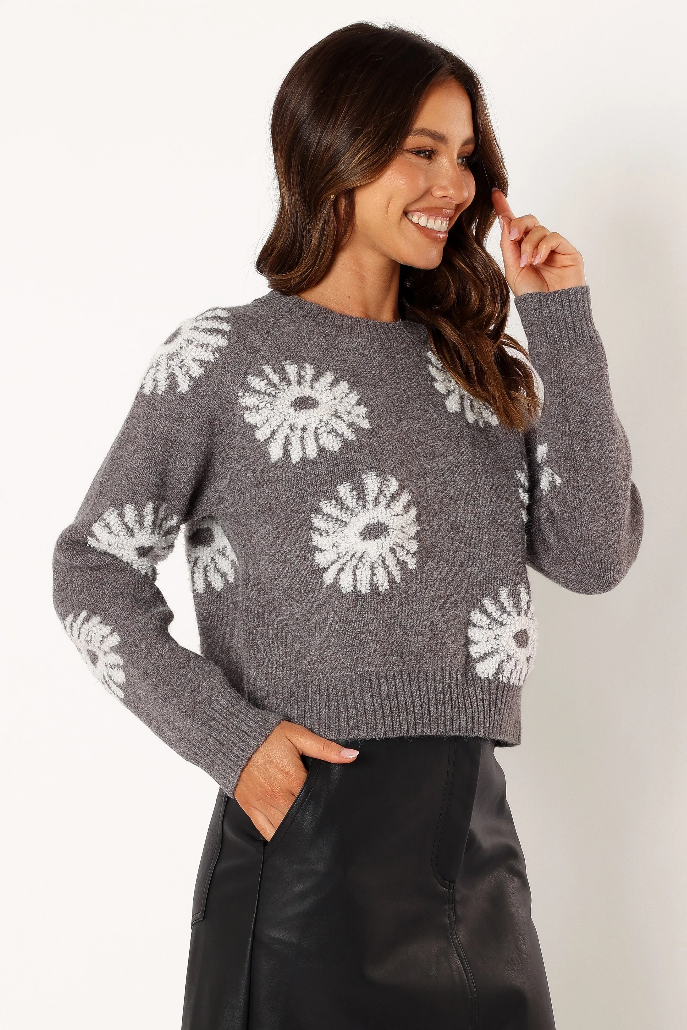 Chandler Knit Sweater - Grey White sold by Petal & Pup product image thumbnail 4