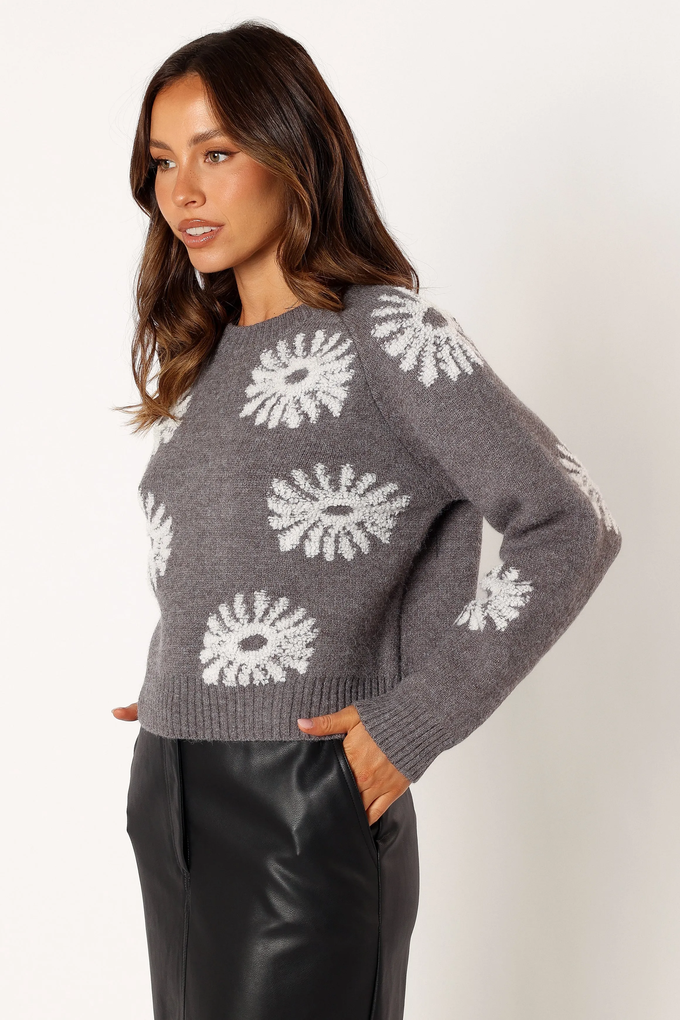 Chandler Knit Sweater - Grey White sold by Petal & Pup product image thumbnail 3