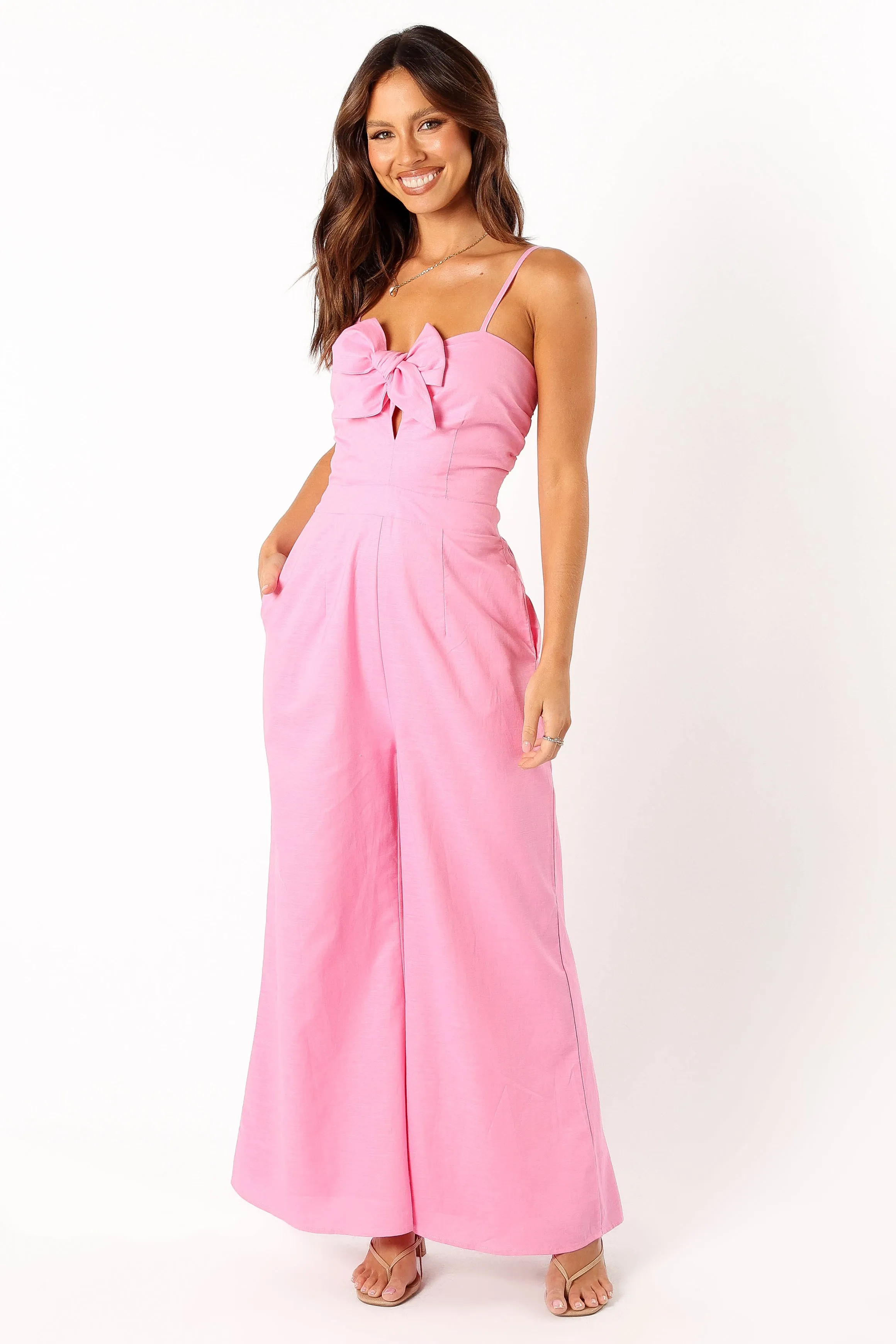 Christina Linen Jumpsuit - Pink sold by Petal & Pup
