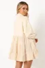 Minia Long Sleeve Mini Dress - Cream sold by Petal & Pup