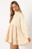 Minia Long Sleeve Mini Dress - Cream sold by Petal & Pup