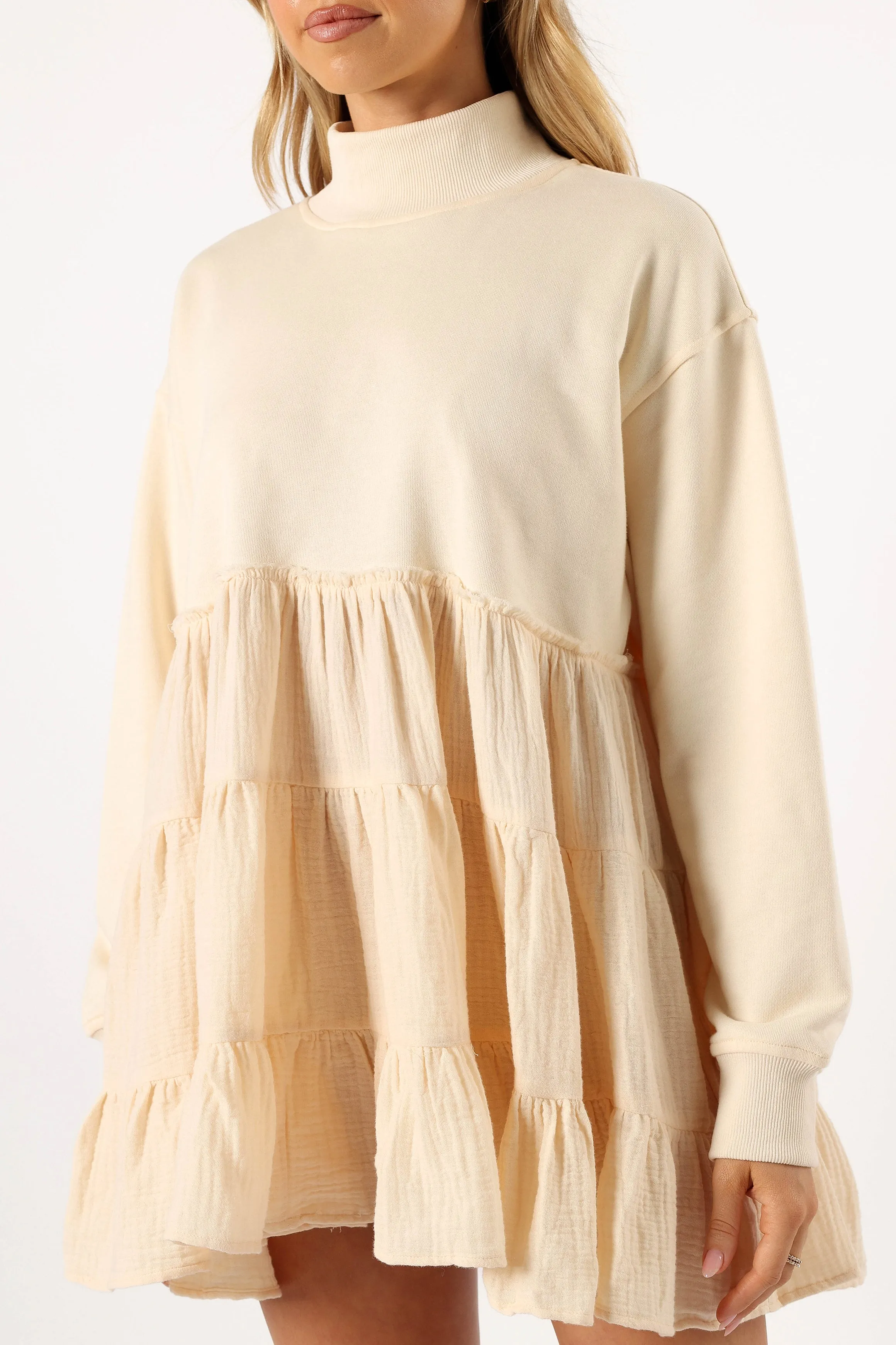 Minia Long Sleeve Mini Dress - Cream sold by Petal & Pup product image thumbnail 5