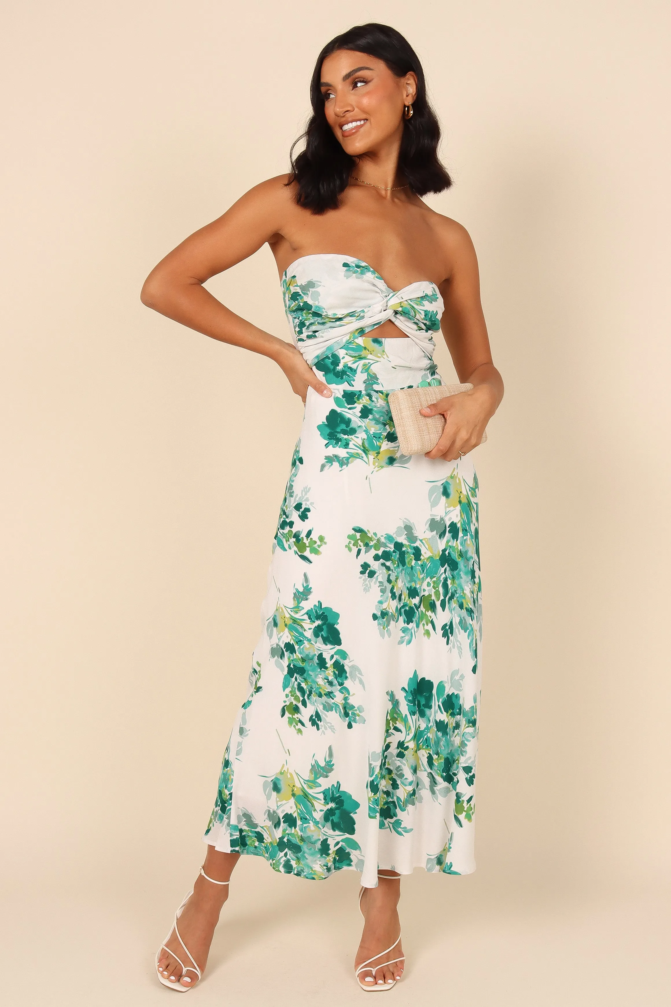 Teagan Strapless Midi Dress - Green Floral sold by Petal & Pup product image thumbnail 3