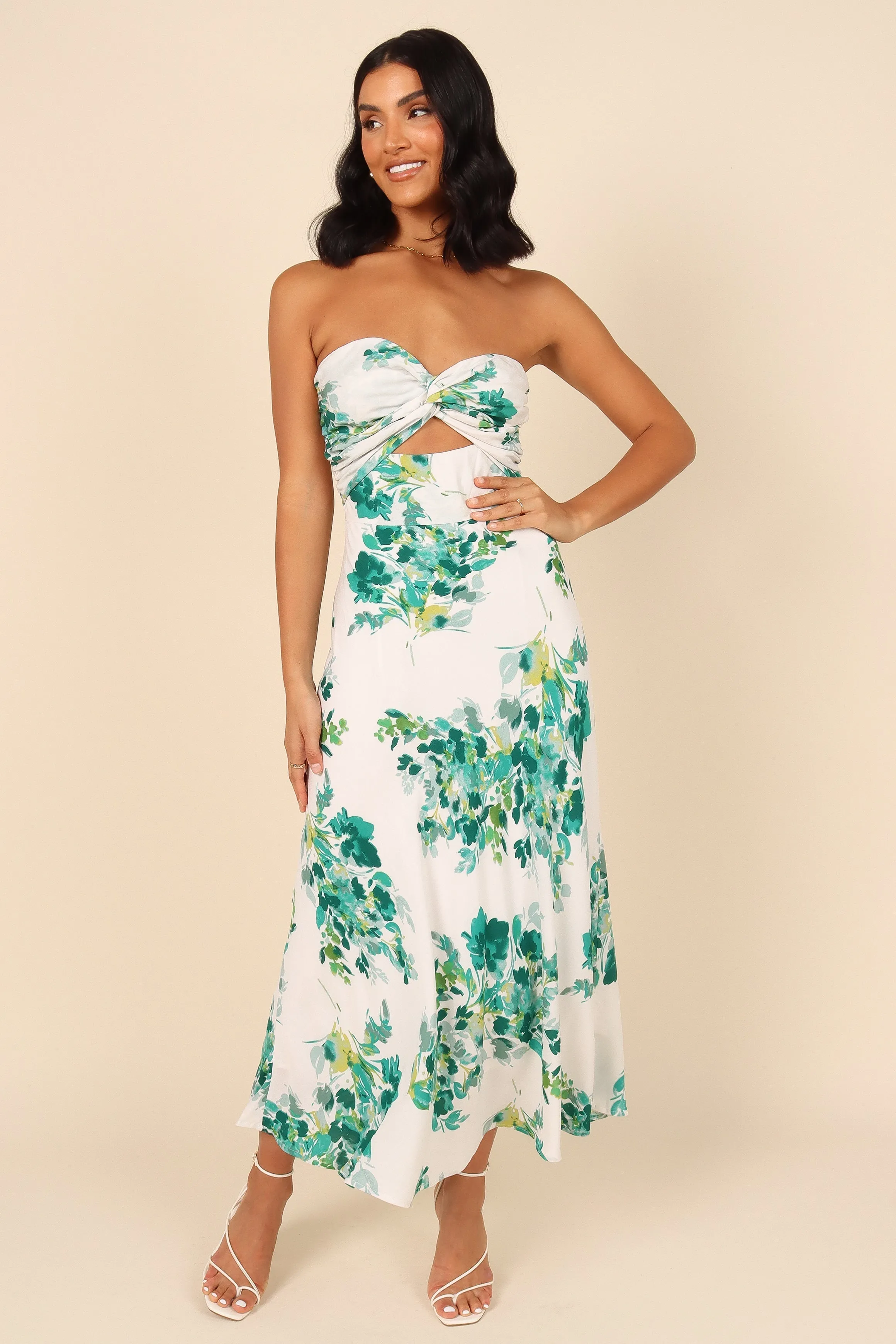 Teagan Strapless Midi Dress - Green Floral sold by Petal & Pup product image thumbnail 5