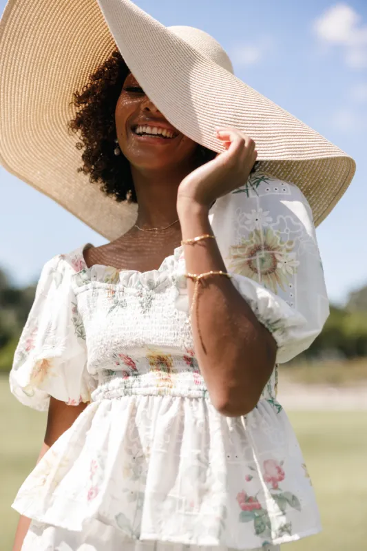 Amalie Top - White Floral sold by Petal & Pup