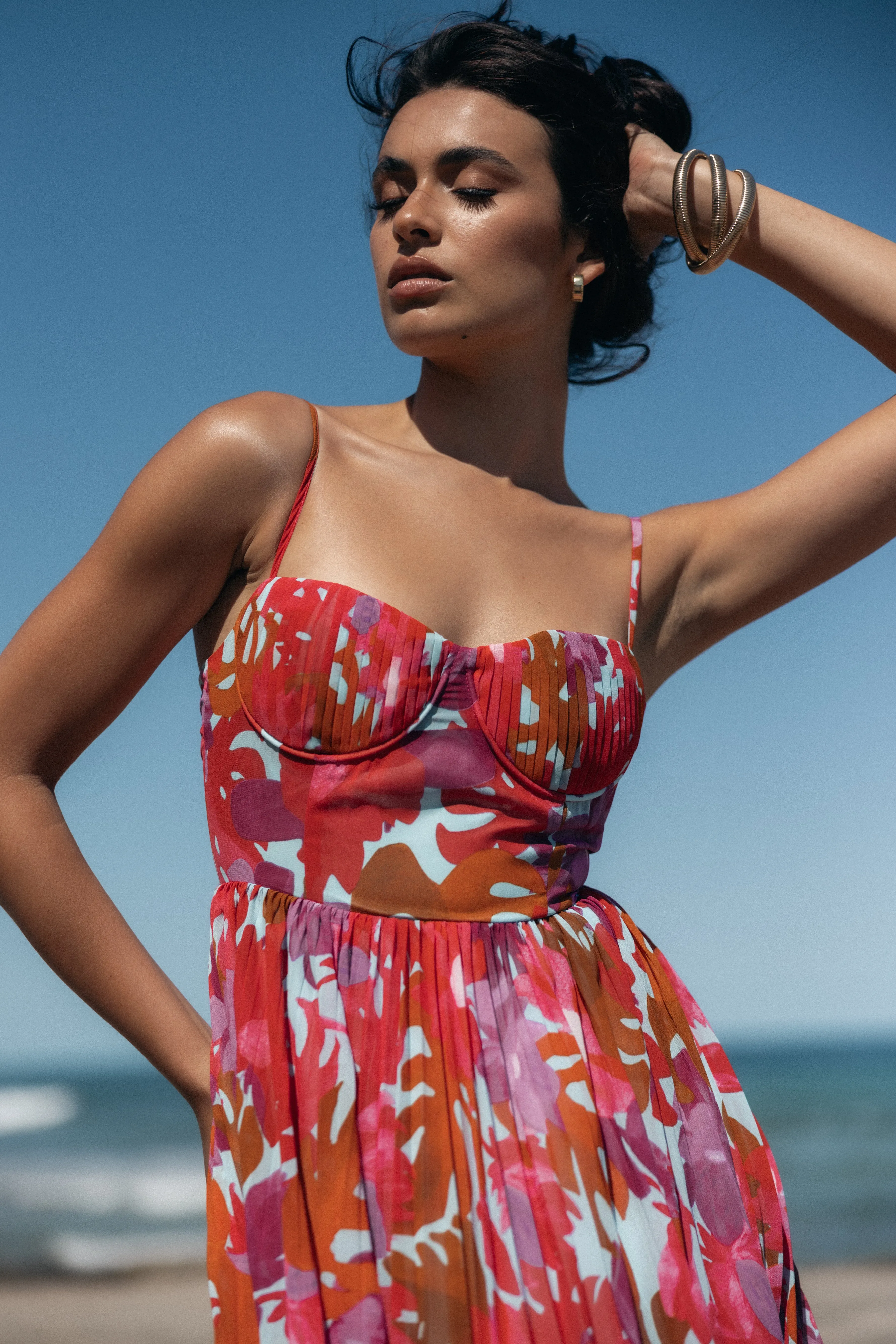 Achanti Pleated Maxi Dress - Pink Azalea | Parallel