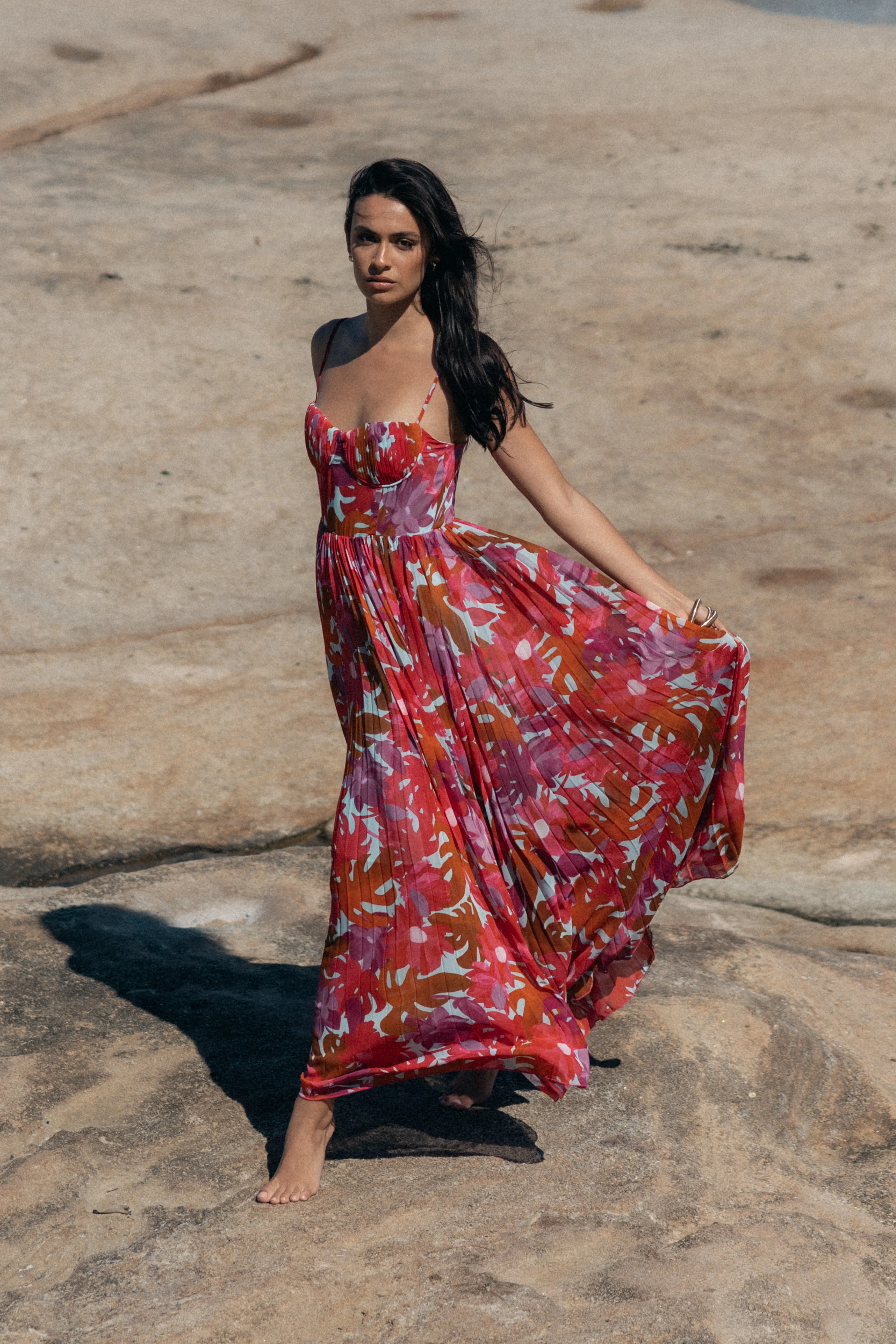 Achanti Pleated Maxi Dress - Pink Azalea sold by Petal & Pup