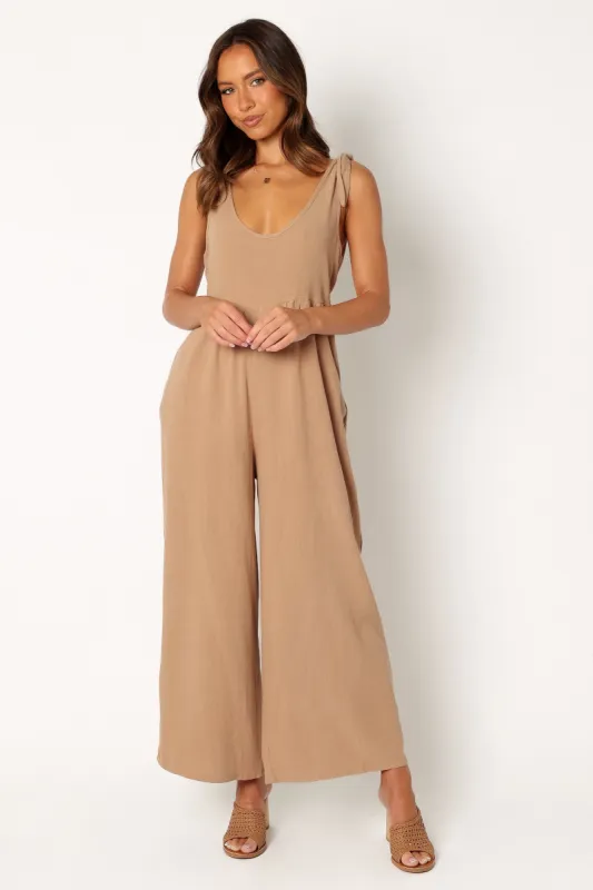 Ayla Linen Jumpsuit - Mocha sold by Petal & Pup