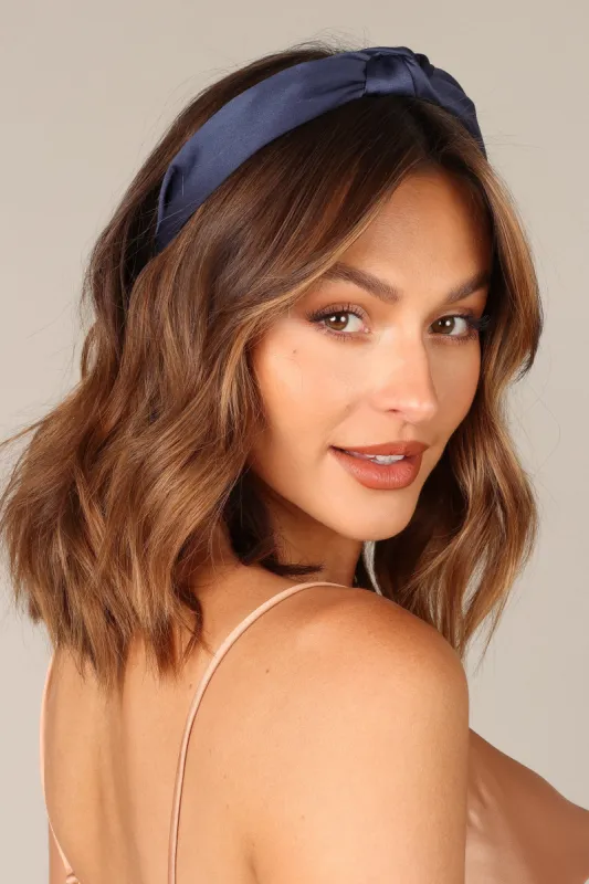 Juliana Satin Headband - Blue sold by Petal & Pup
