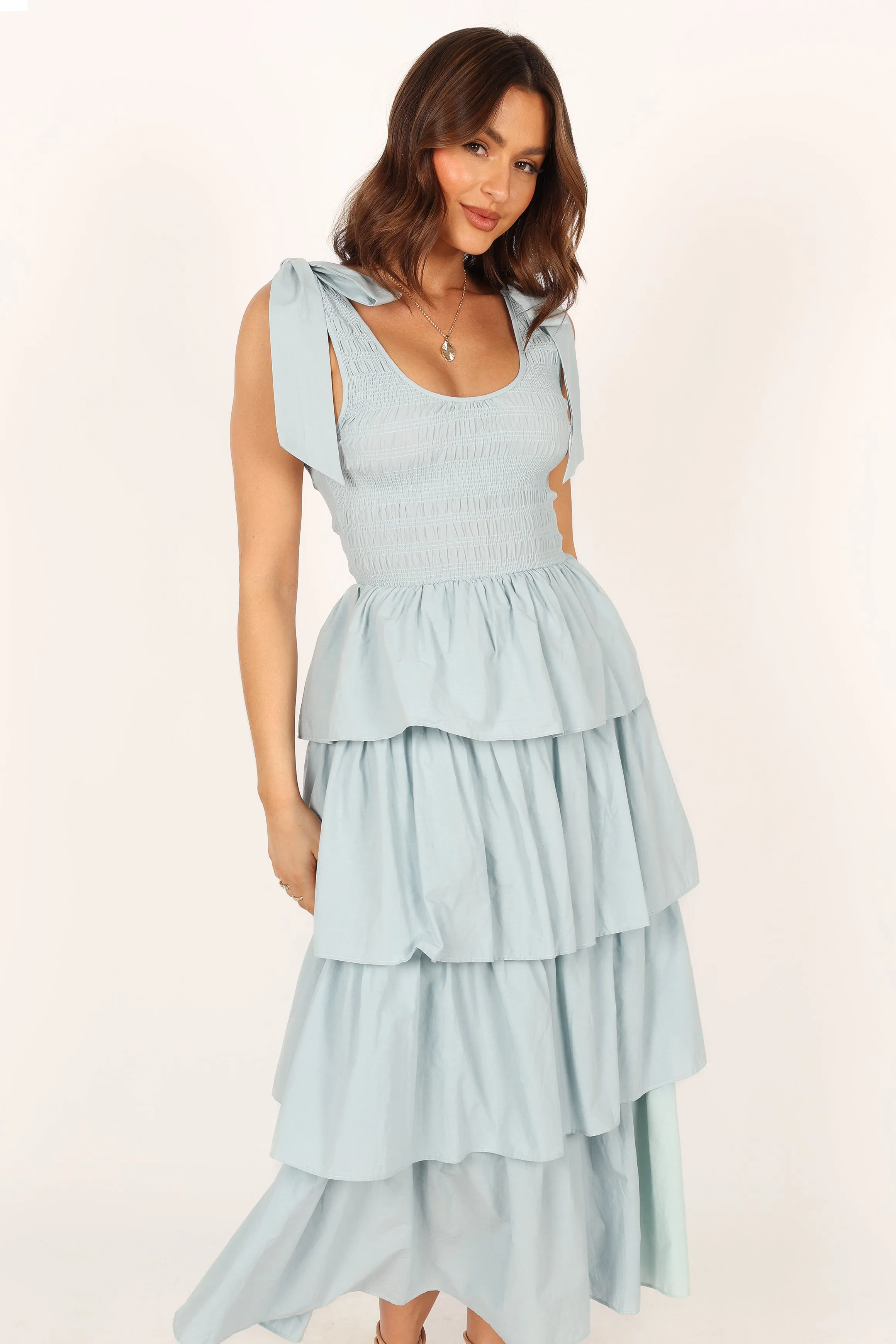 Raphael Tiered Maxi Dress - Blue sold by Petal & Pup