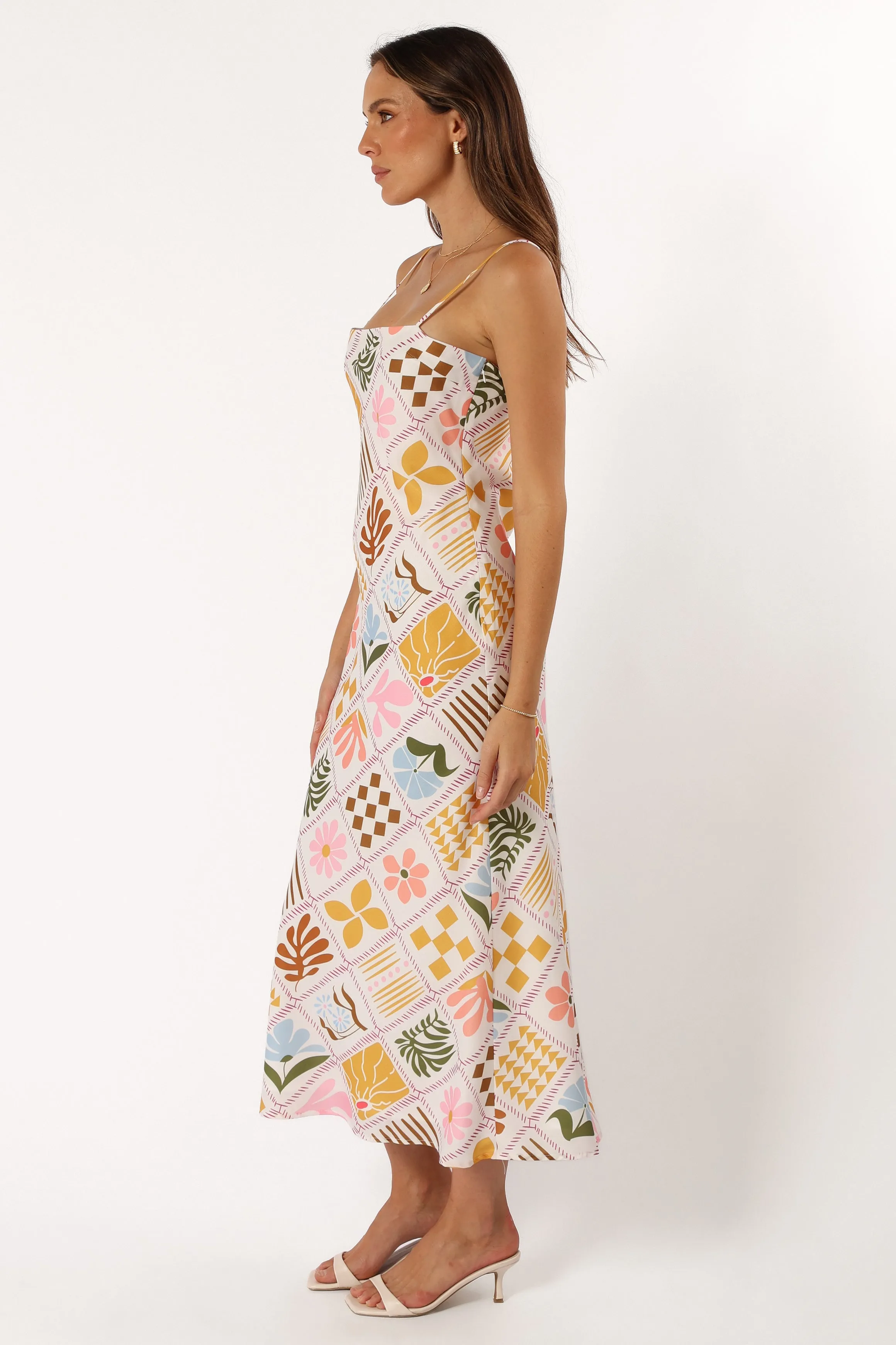 Darlene Maxi Slip Dress - White Multi sold by Petal & Pup product image thumbnail 4