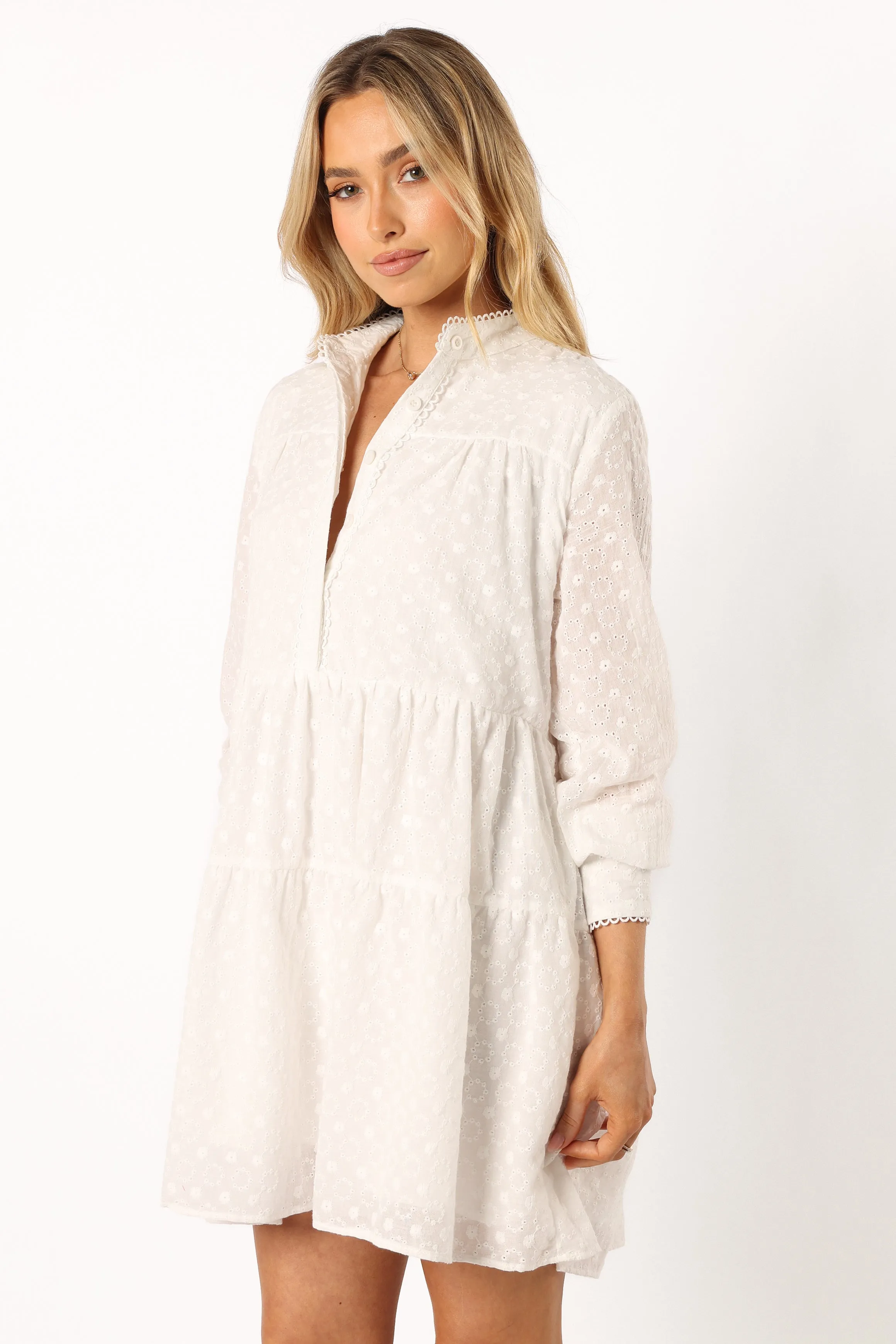 Delia Long Sleeve Mini Dress - White sold by Petal & Pup product image thumbnail 5