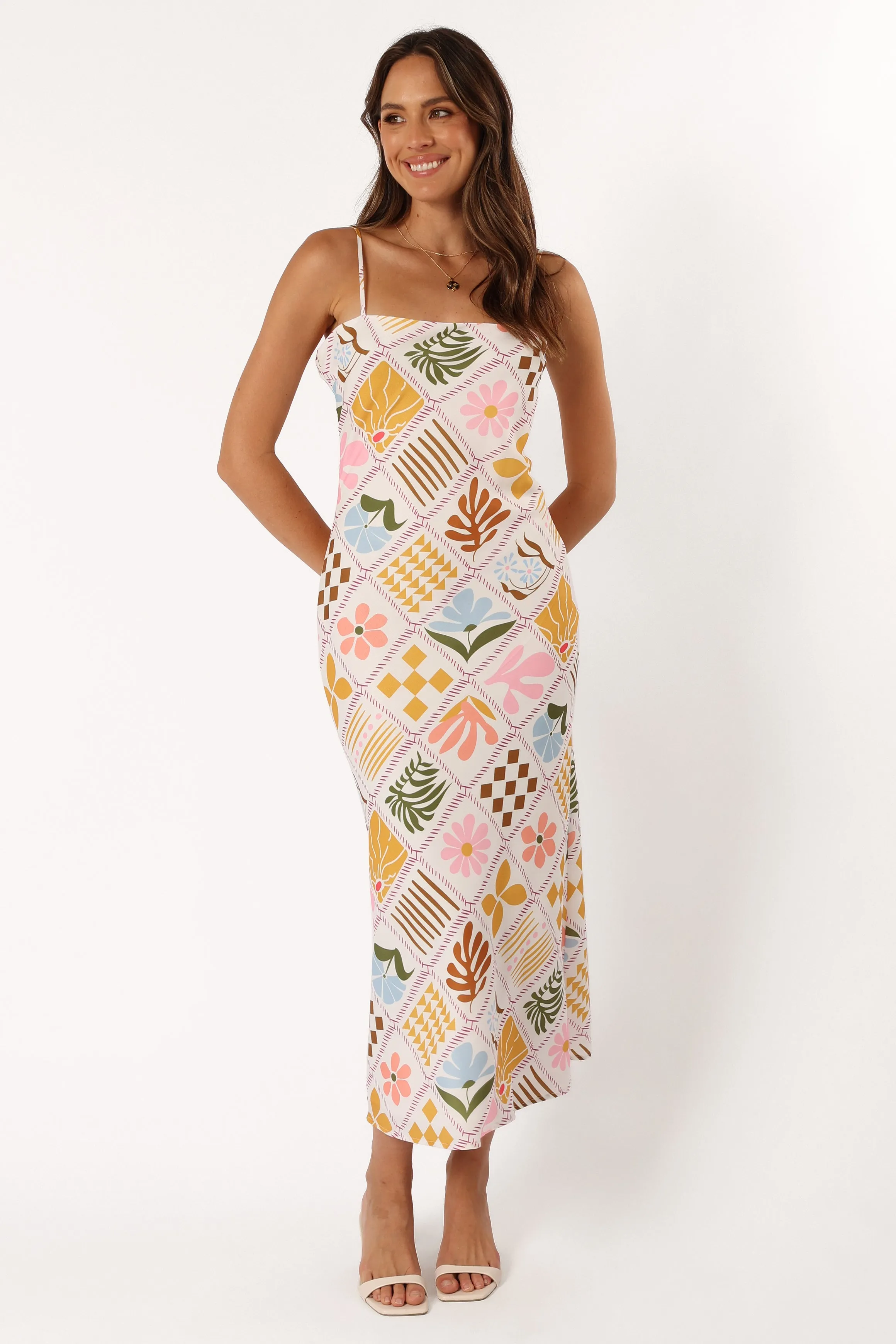 Darlene Maxi Slip Dress - White Multi sold by Petal & Pup product image thumbnail 3