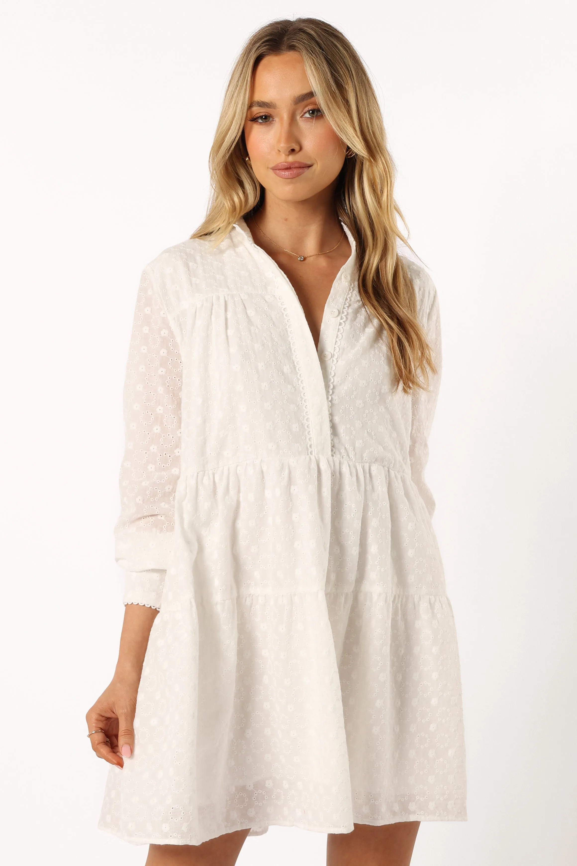Delia Long Sleeve Mini Dress - White sold by Petal & Pup product image thumbnail 2
