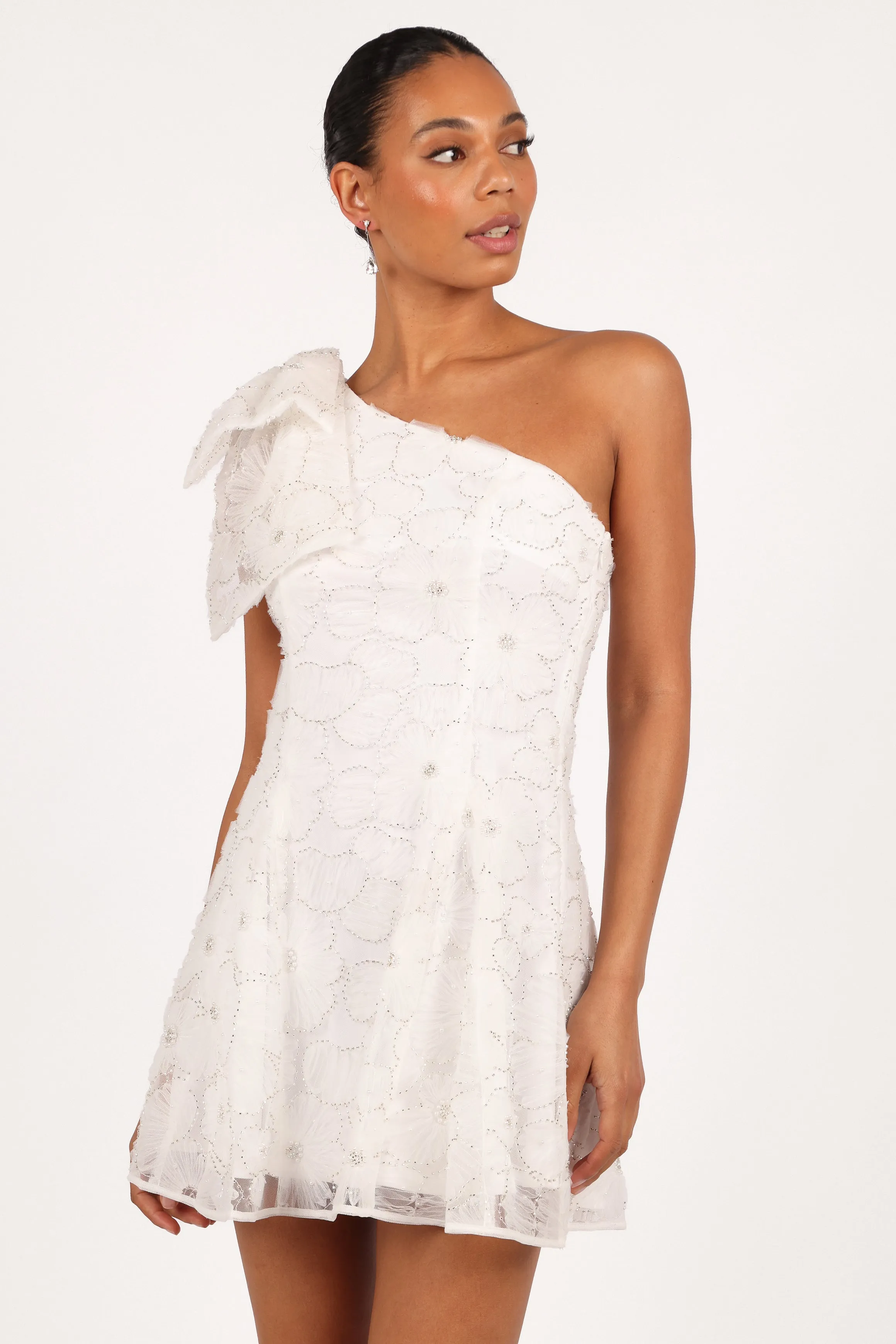Ashly Off Shoulder Mini Dress - White sold by Petal & Pup product image thumbnail 3