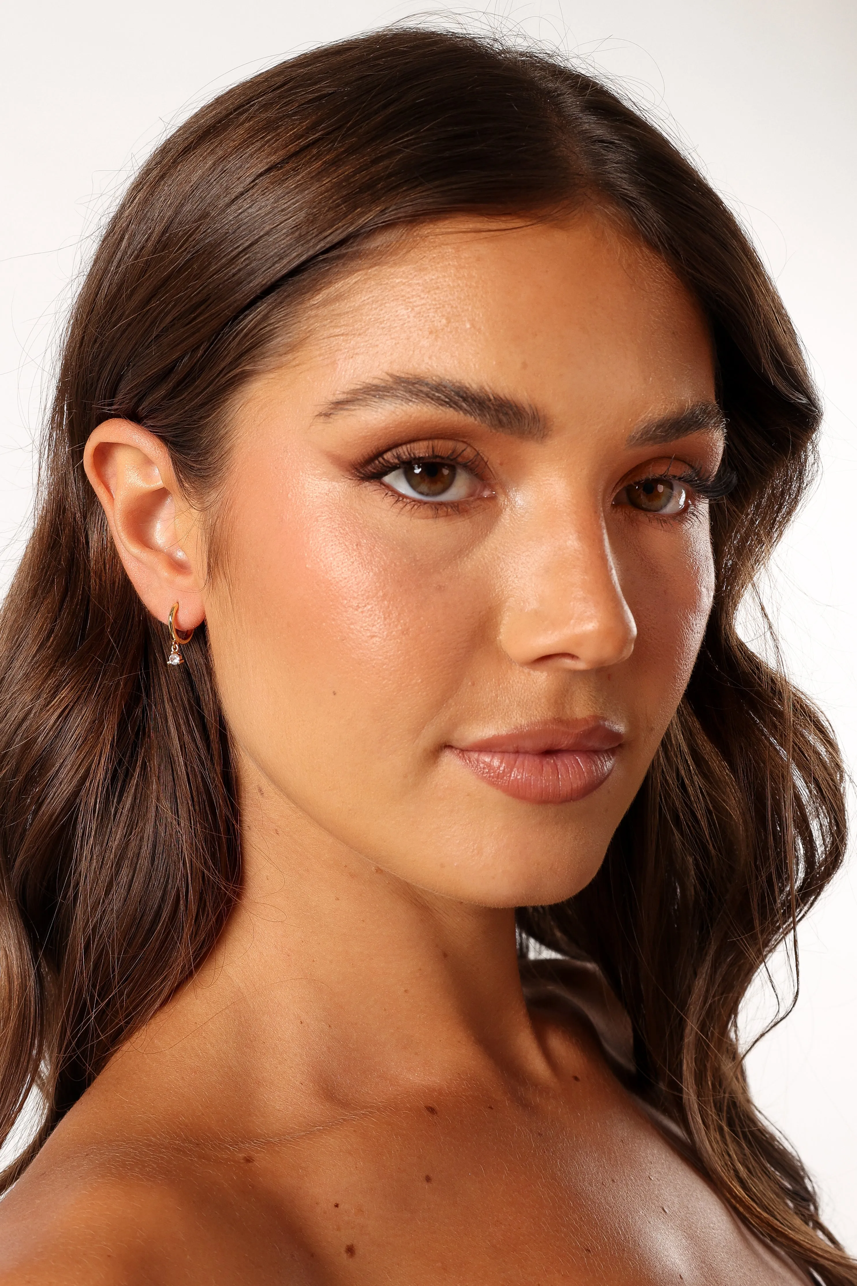 Adley Hoop Rhinestone Earrings - Gold sold by Petal & Pup