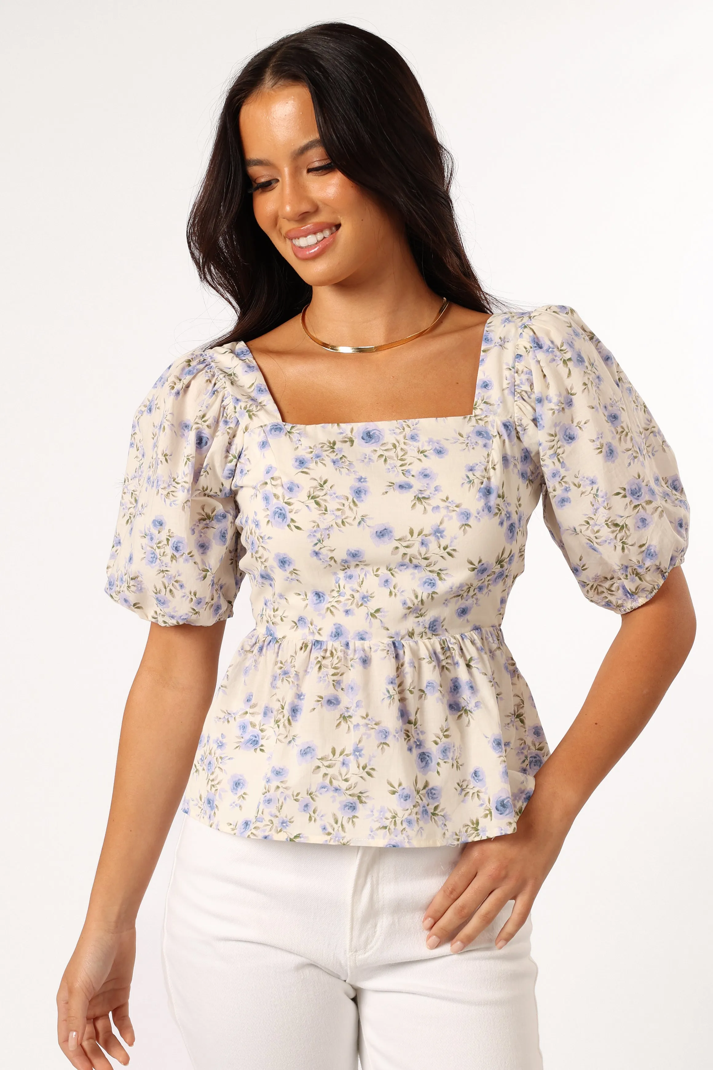Celia Top - Ivory Blue sold by Petal & Pup