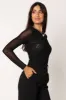 Kellie Mesh Long Sleeve Bodysuit - Black sold by Petal & Pup