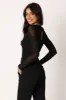 Kellie Mesh Long Sleeve Bodysuit - Black sold by Petal & Pup