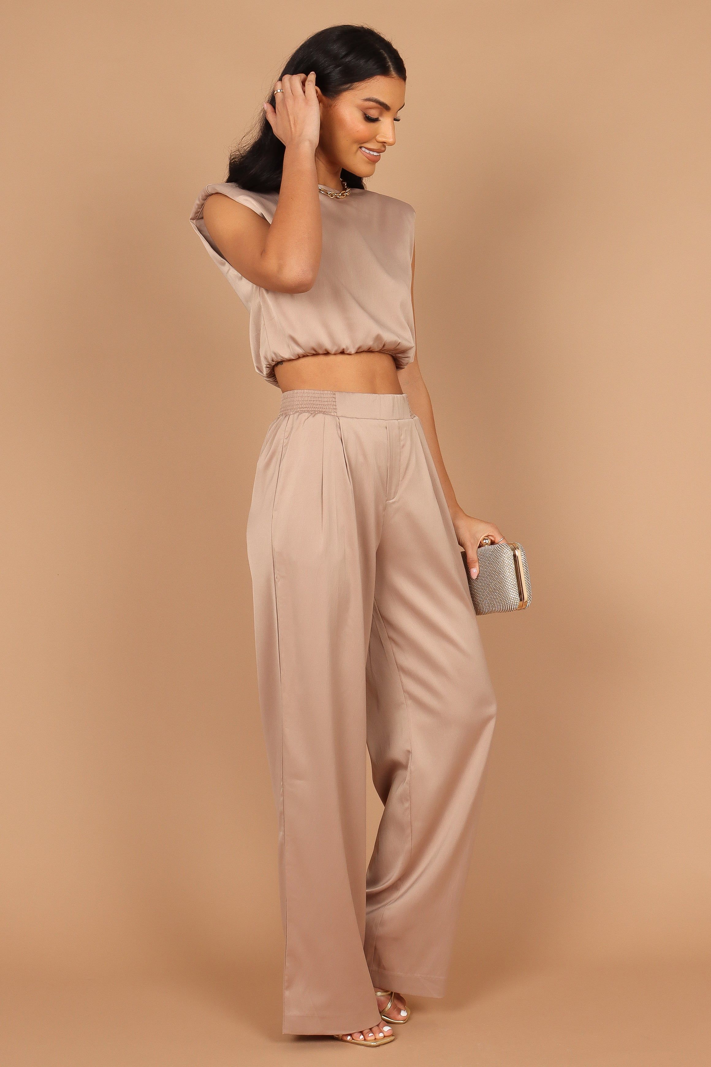 Elia Crop Top and Palazzo Pant Set - Mocha sold by Petal & Pup product image thumbnail 7