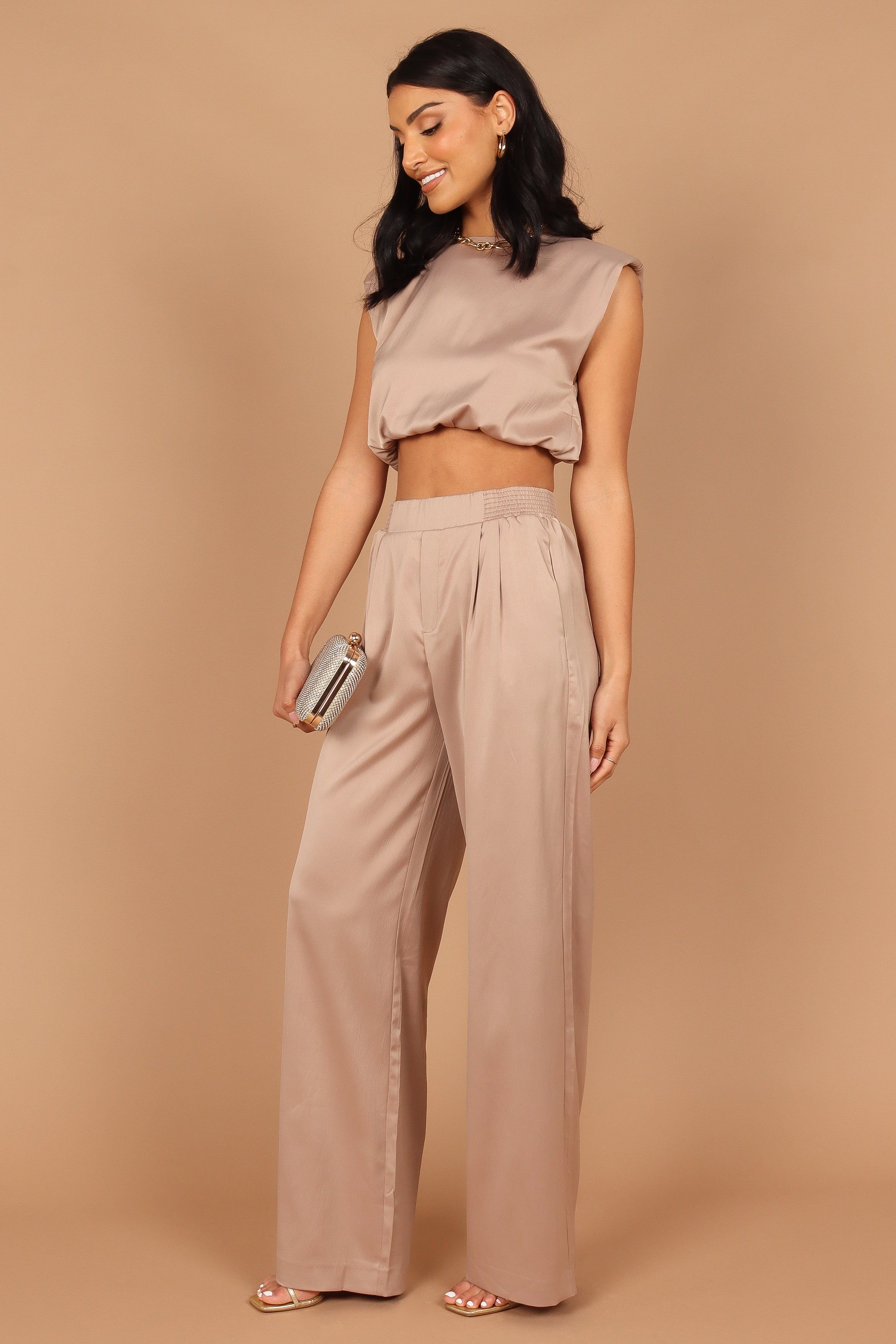 Elia Crop Top and Palazzo Pant Set - Mocha sold by Petal & Pup product image thumbnail 8