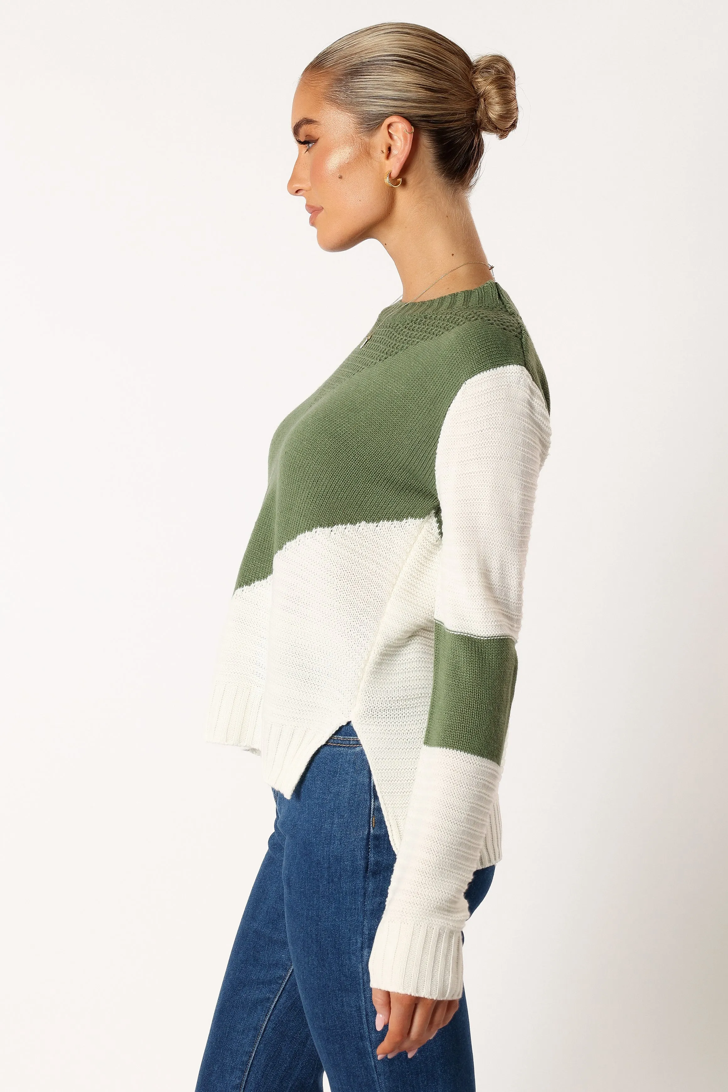 Lauryn Knit Sweater - Ivory/Olive sold by Petal & Pup product image thumbnail 2