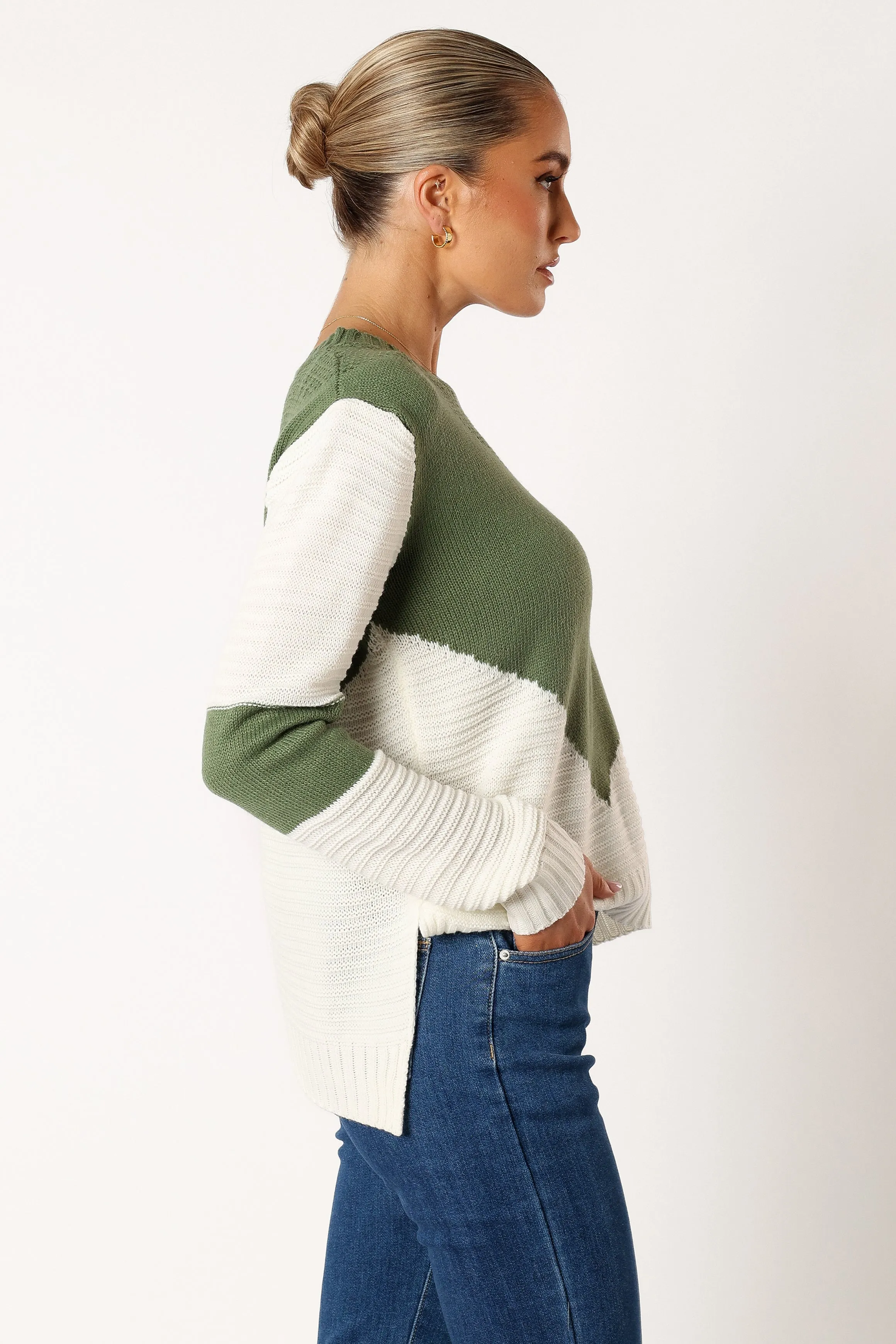 Lauryn Knit Sweater - Ivory/Olive sold by Petal & Pup product image thumbnail 5