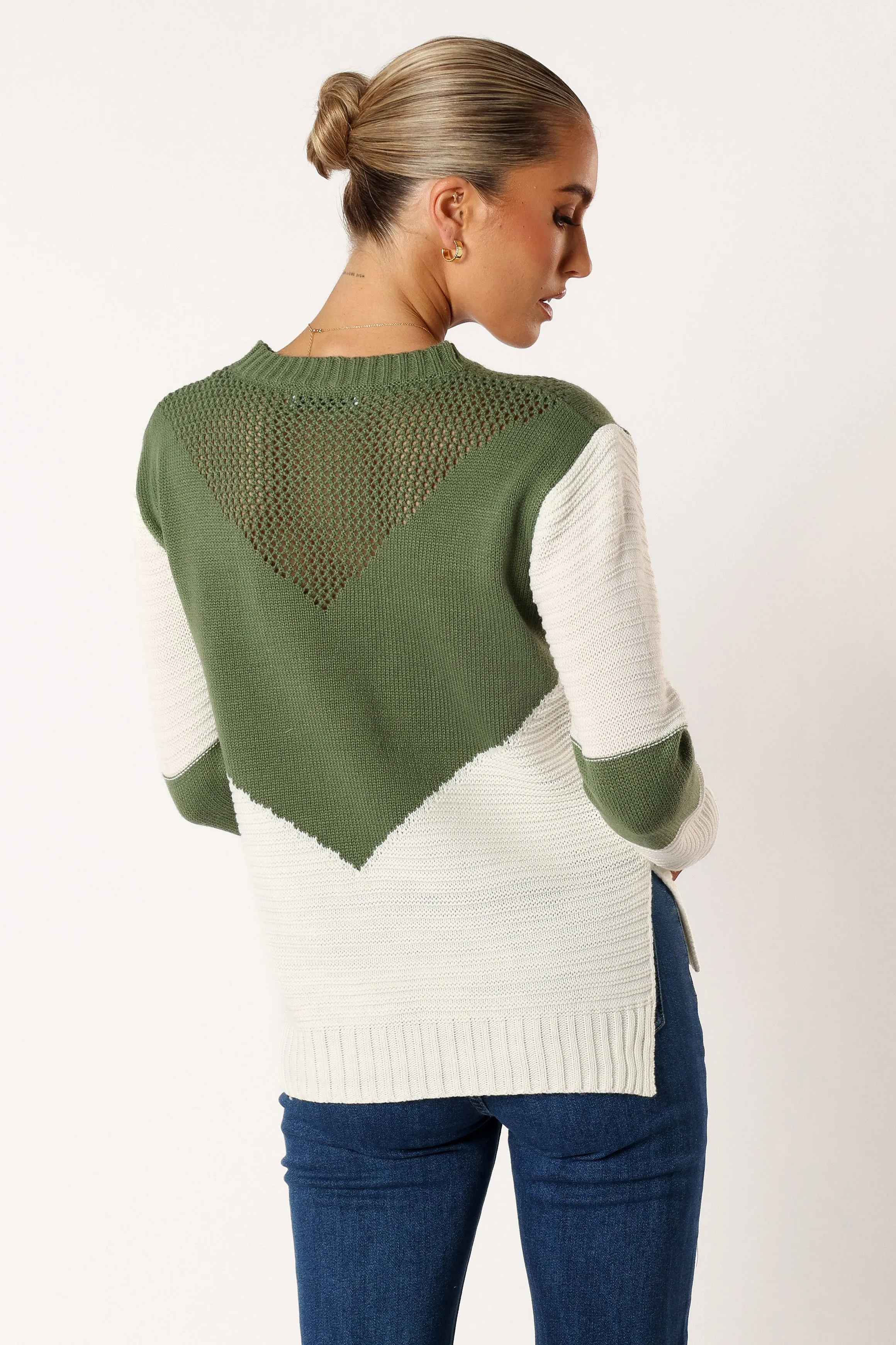 Lauryn Knit Sweater - Ivory/Olive sold by Petal & Pup product image thumbnail 3