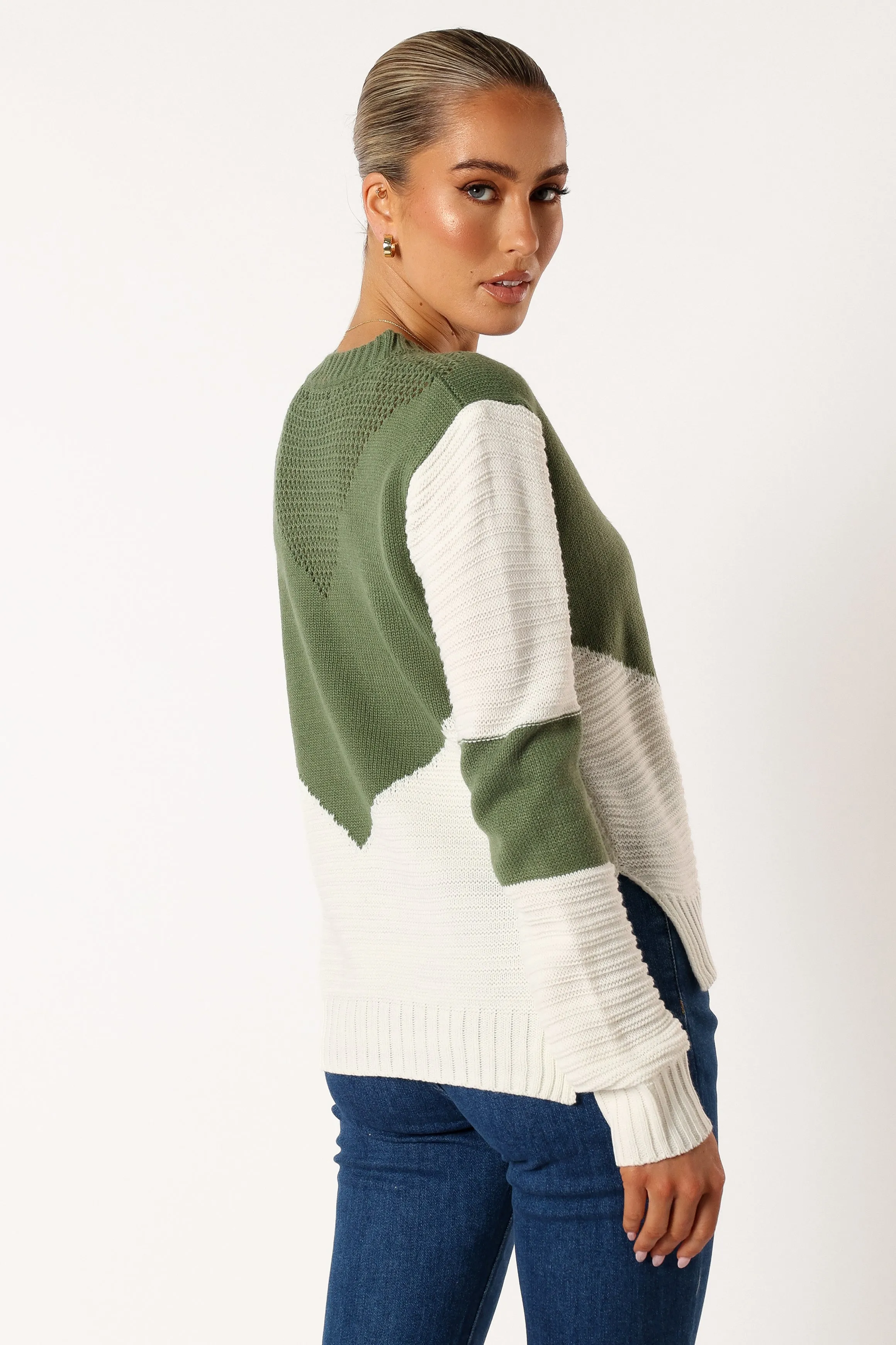 Lauryn Knit Sweater - Ivory/Olive sold by Petal & Pup product image thumbnail 4