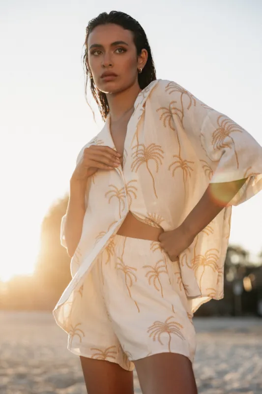 Amira Short Sleeve Shirt - Palm Print sold by Petal & Pup