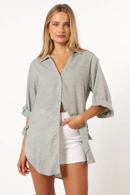 Wren Oversized Shirt - Olive sold by Petal & Pup