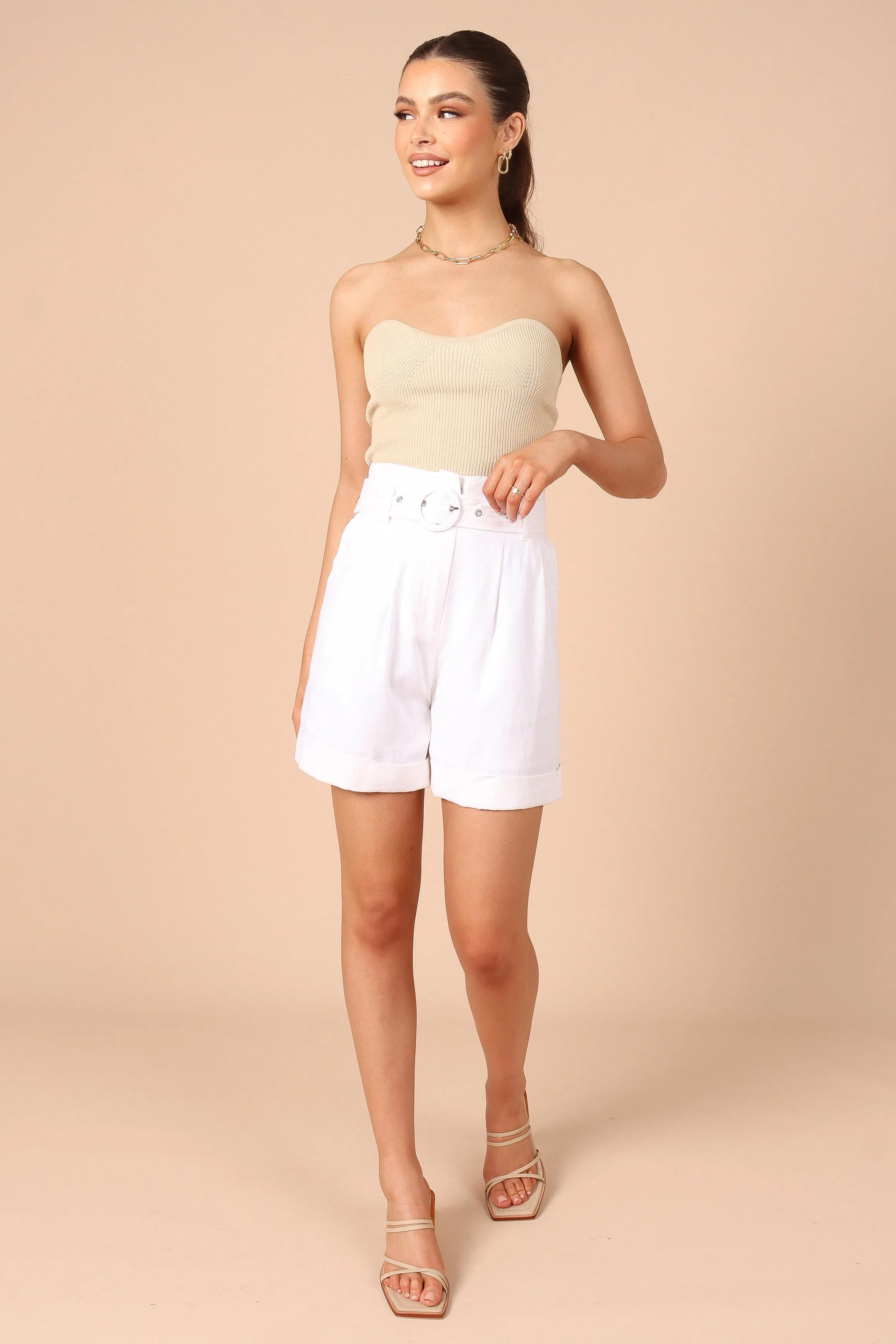 Harriet High Waisted Shorts - White sold by Petal & Pup product image thumbnail 2