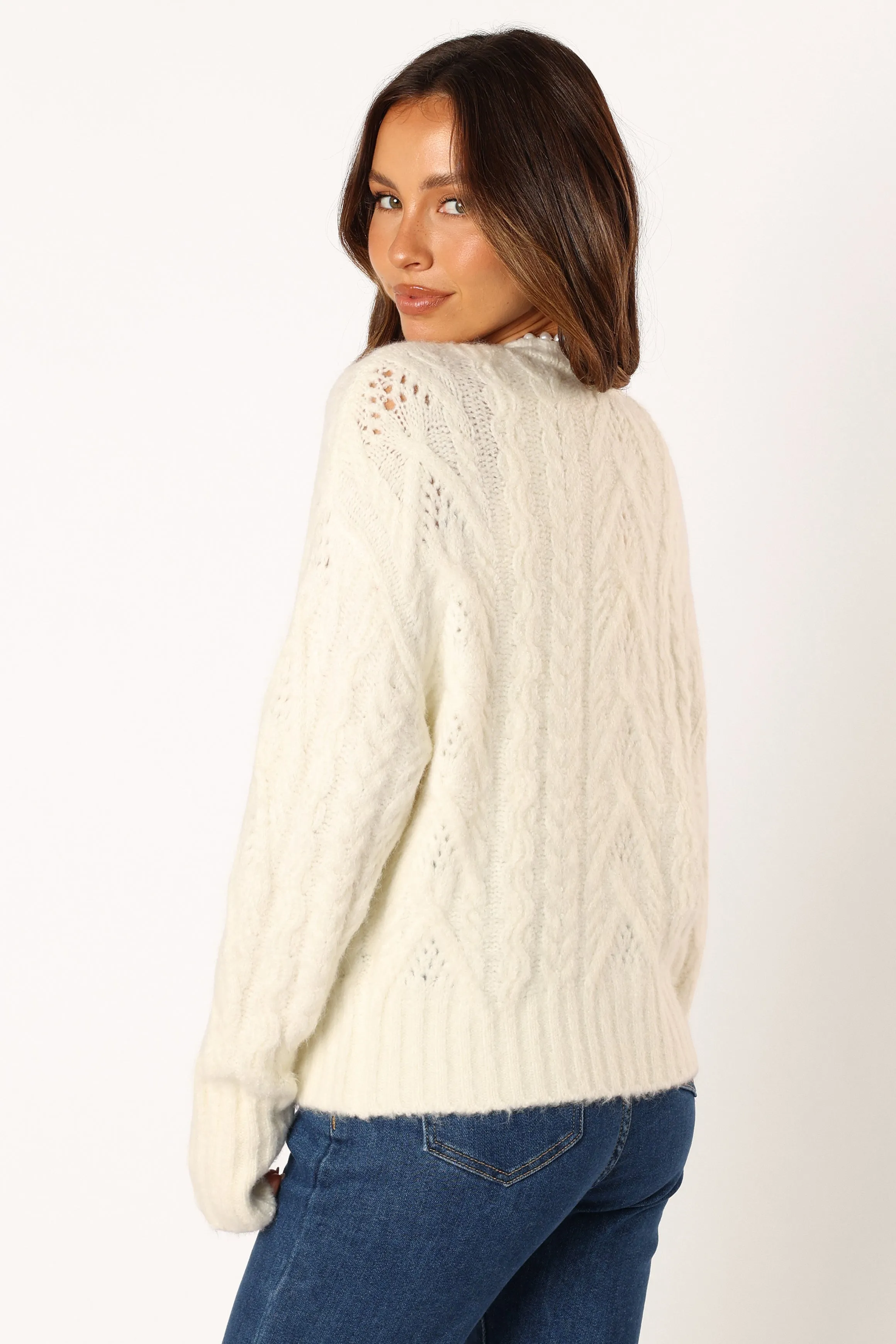 Alessandra Crystal Button Cardigan - Cream sold by Petal & Pup product image thumbnail 5